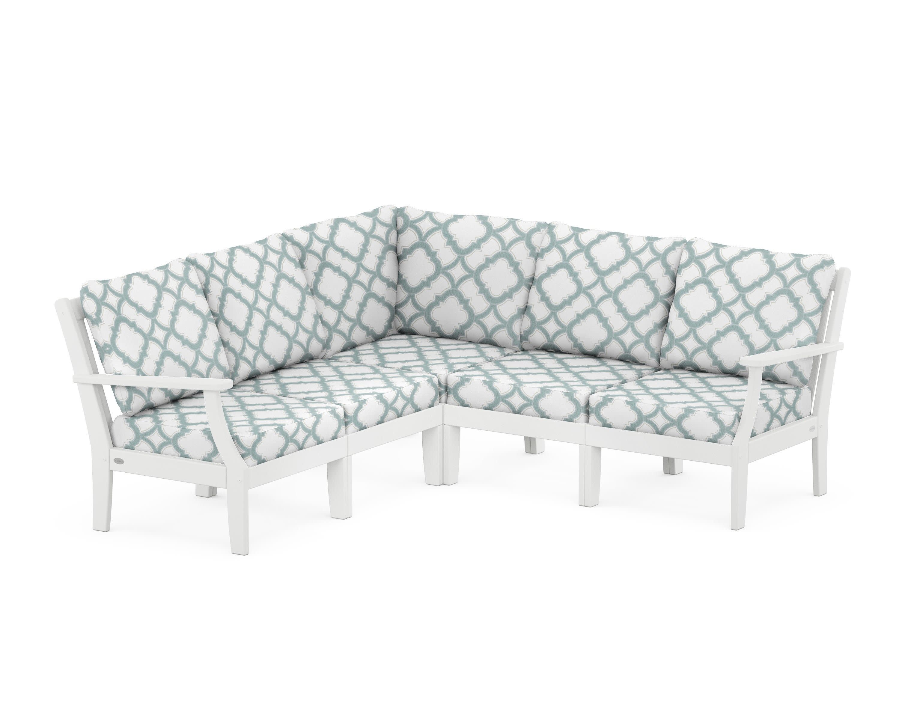 Braxton Modular 5-Piece Deep Seating Set in White / Trellis Glacier Spa