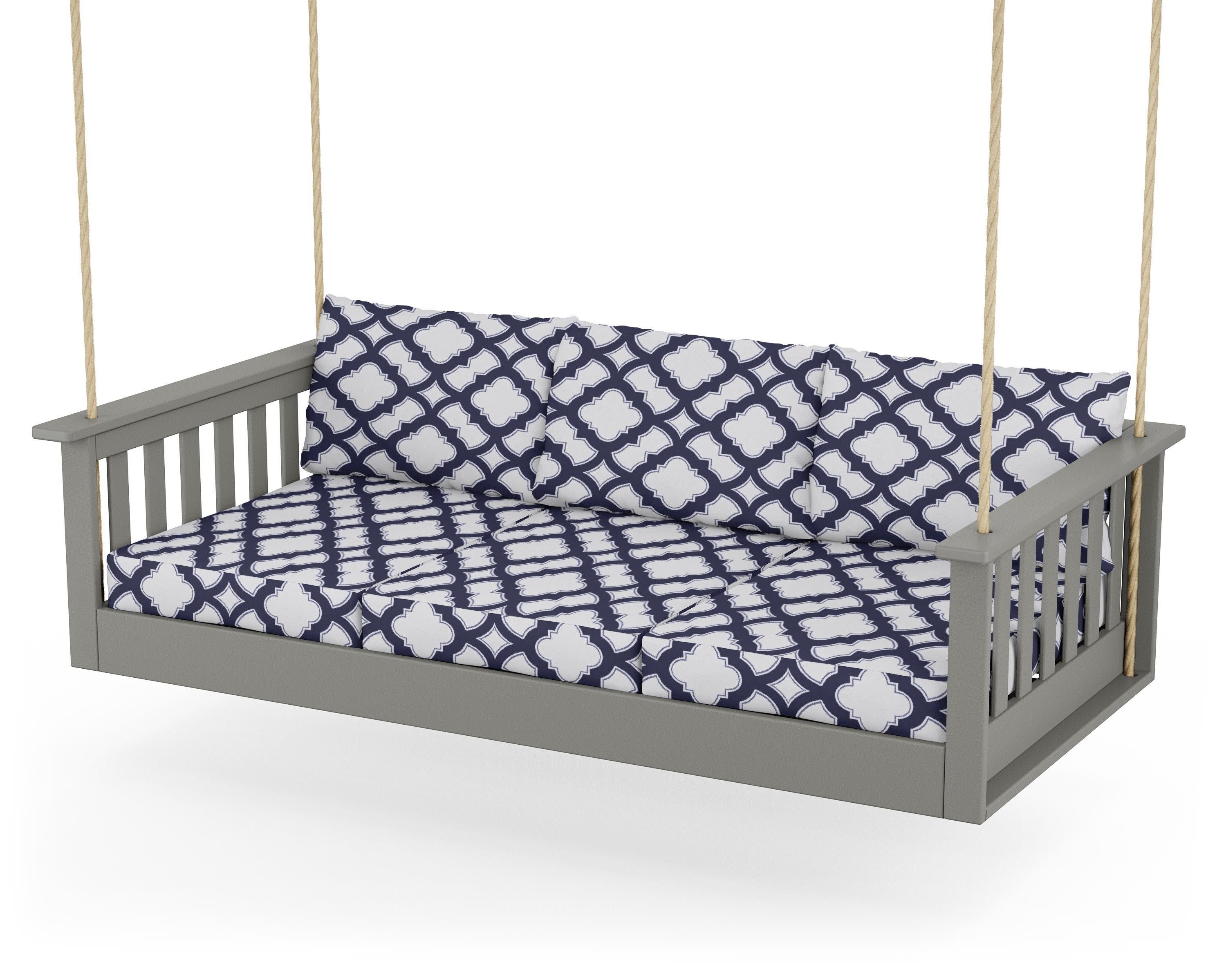 Vineyard Daybed Swing in Slate Grey / Trellis Navy