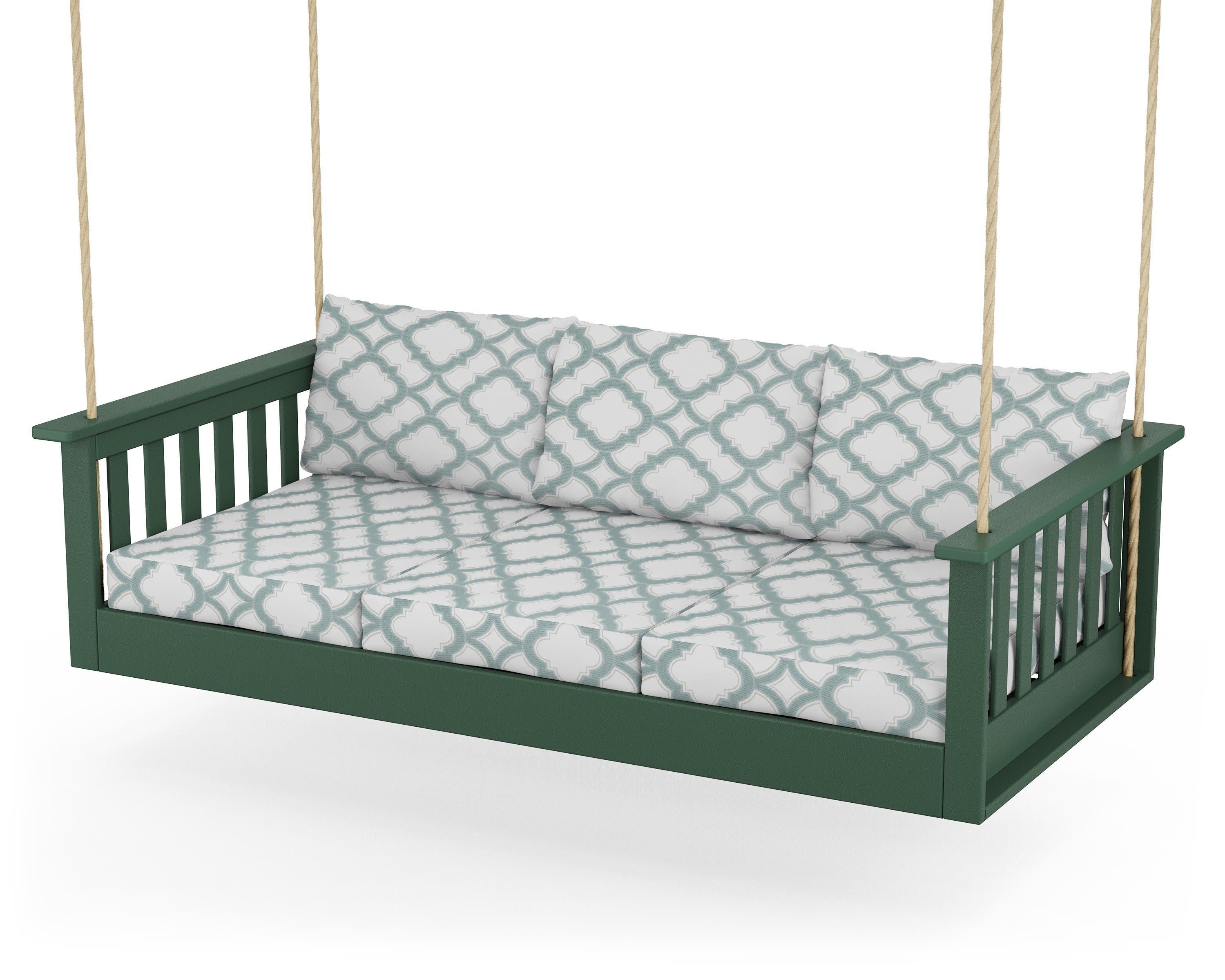 Vineyard Daybed Swing in Green / Trellis Glacier Spa