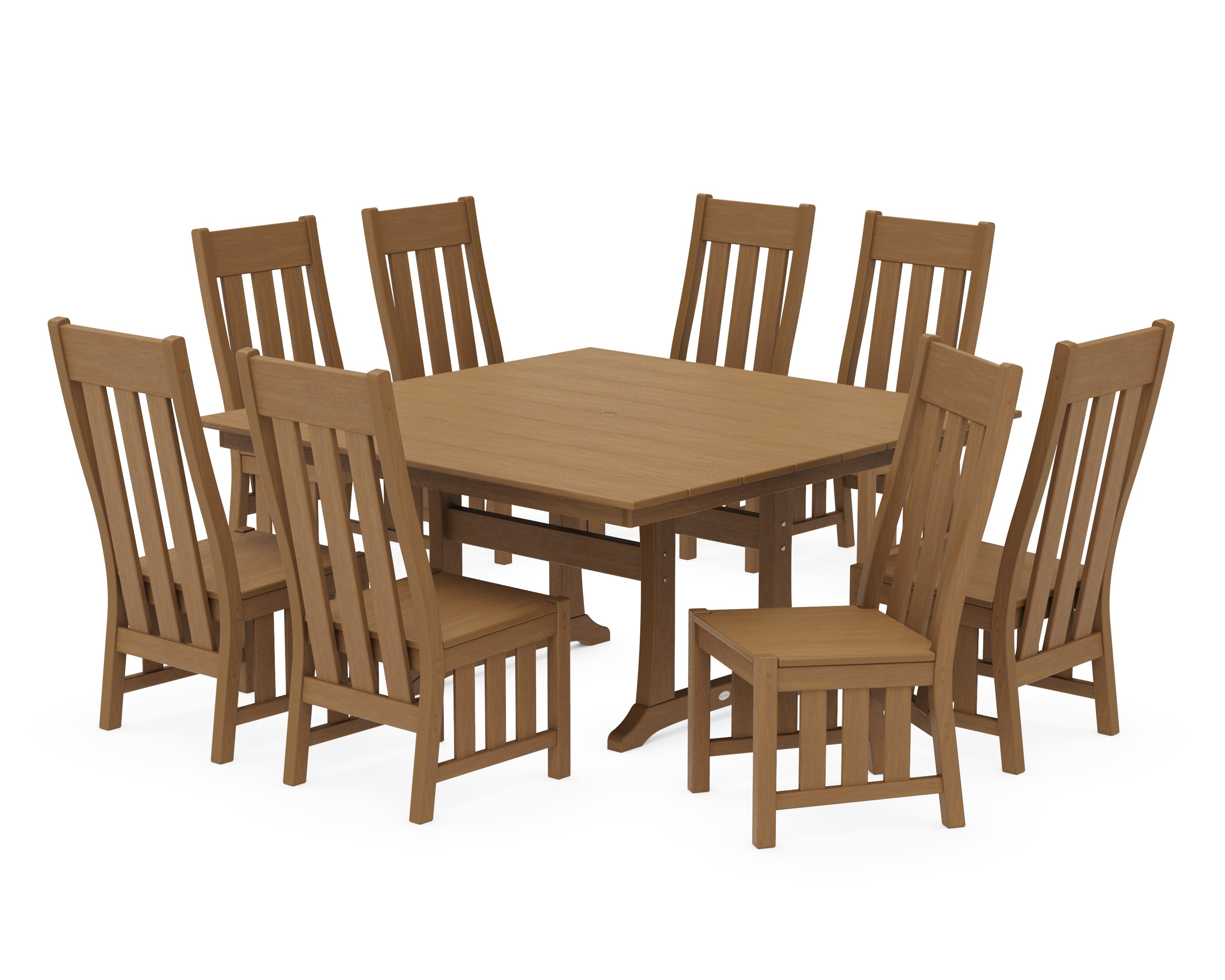 Acadia Side Chair 9-Piece Square Farmhouse Dining Set with Trestle Legs in Natural