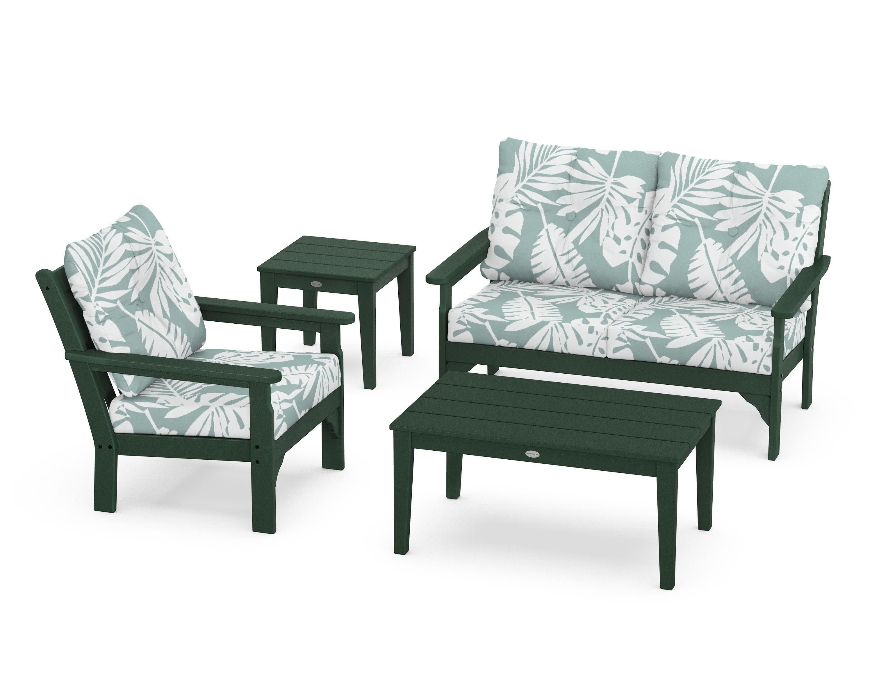 Vineyard 4-Piece Deep Seating Set in Green / Leaf Glacier Spa