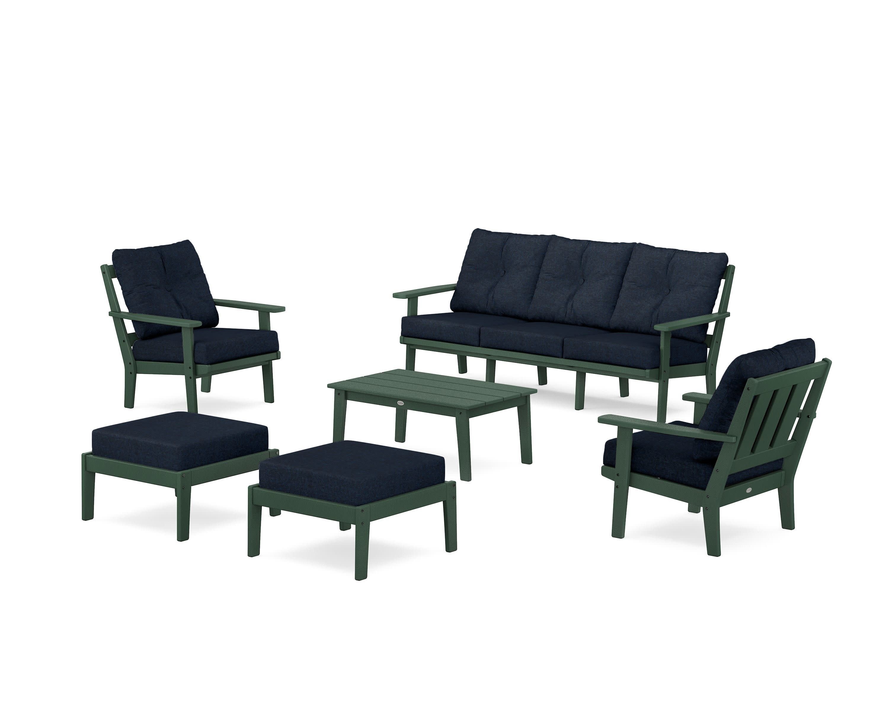 Oxford 6-Piece Lounge Sofa Set in Green / Marine Indigo