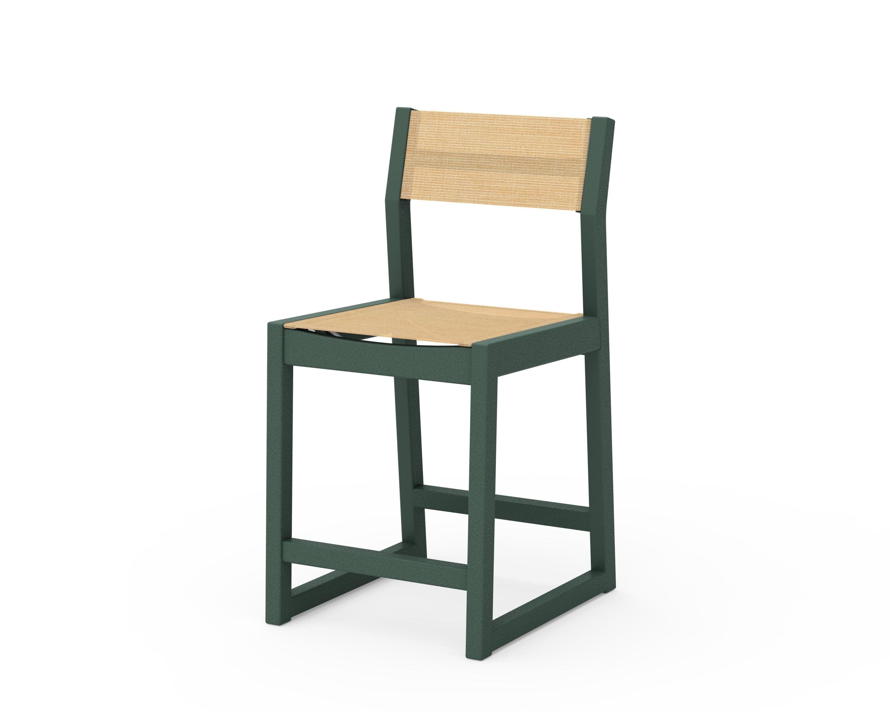 EDGE Sling Counter Side Chair in Green / Dupioni Apricot Sling