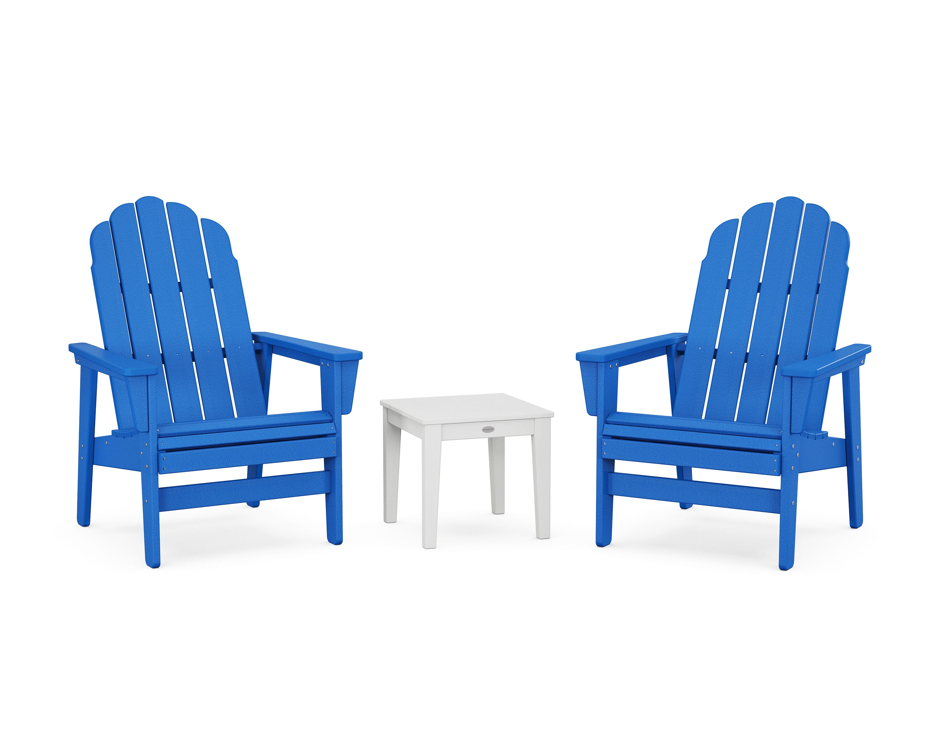 3-Piece Vineyard Grand Upright Adirondack Set in Pacific Blue / White