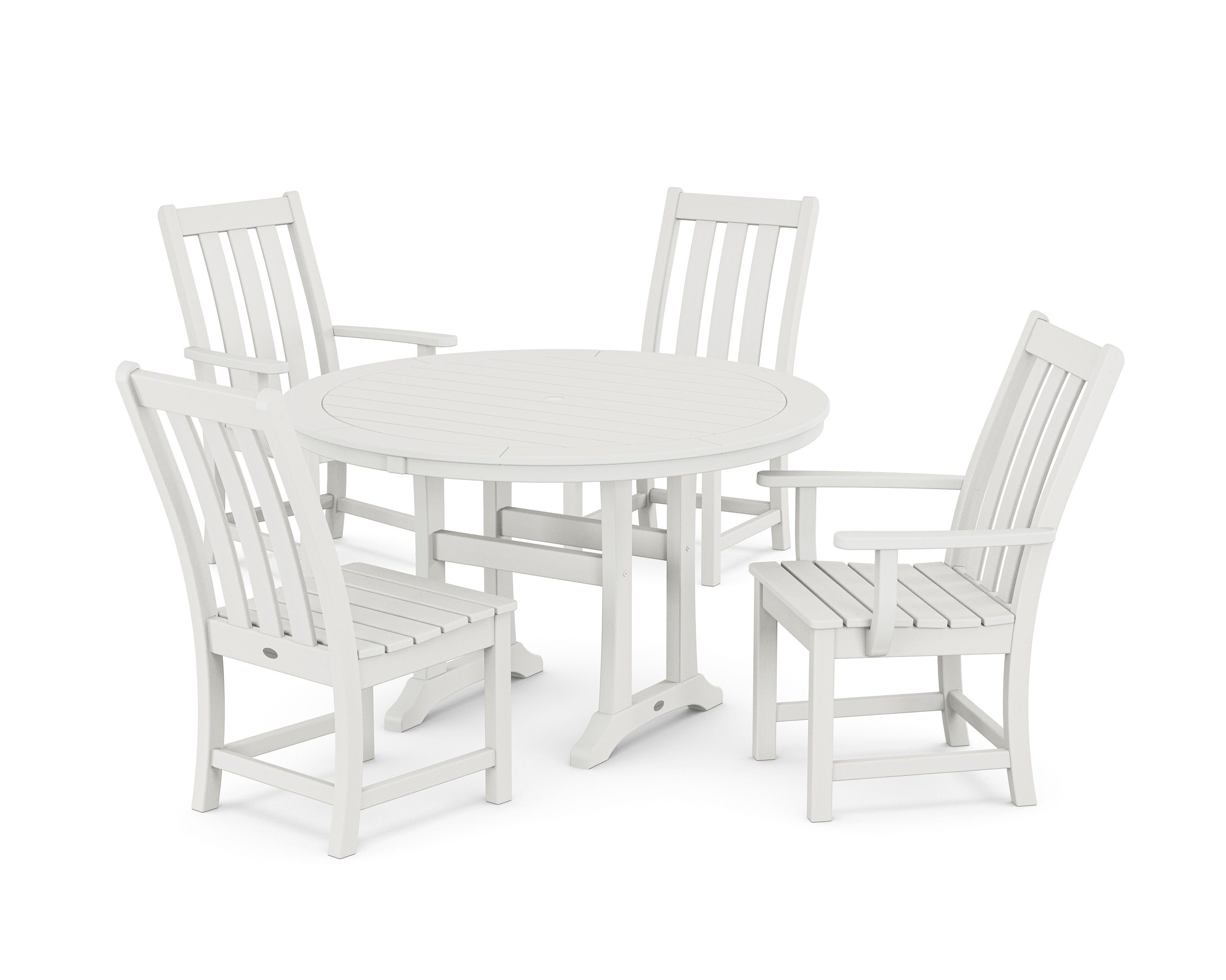 Vineyard 5-Piece Nautical Trestle Dining Set in Vintage White
