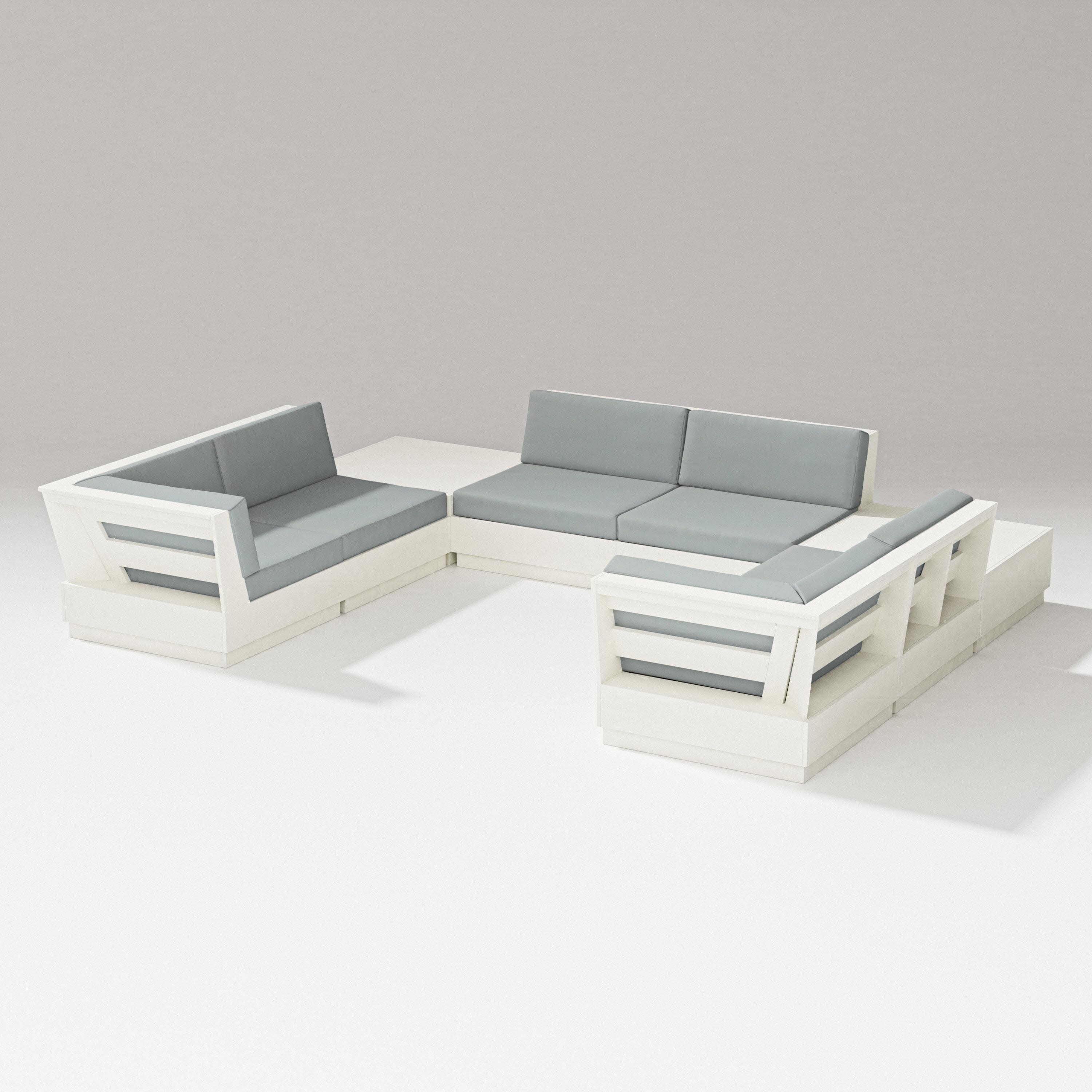 Elevate 8-Piece U-Shaped Sectional in Vintage White / Spa