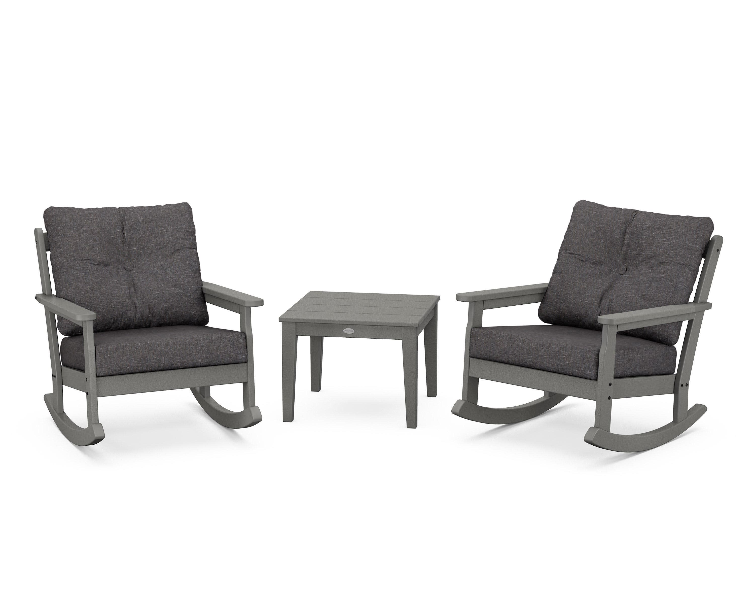 Vineyard 3-Piece Deep Seating Rocker Set in Slate Grey / Ash Charcoal