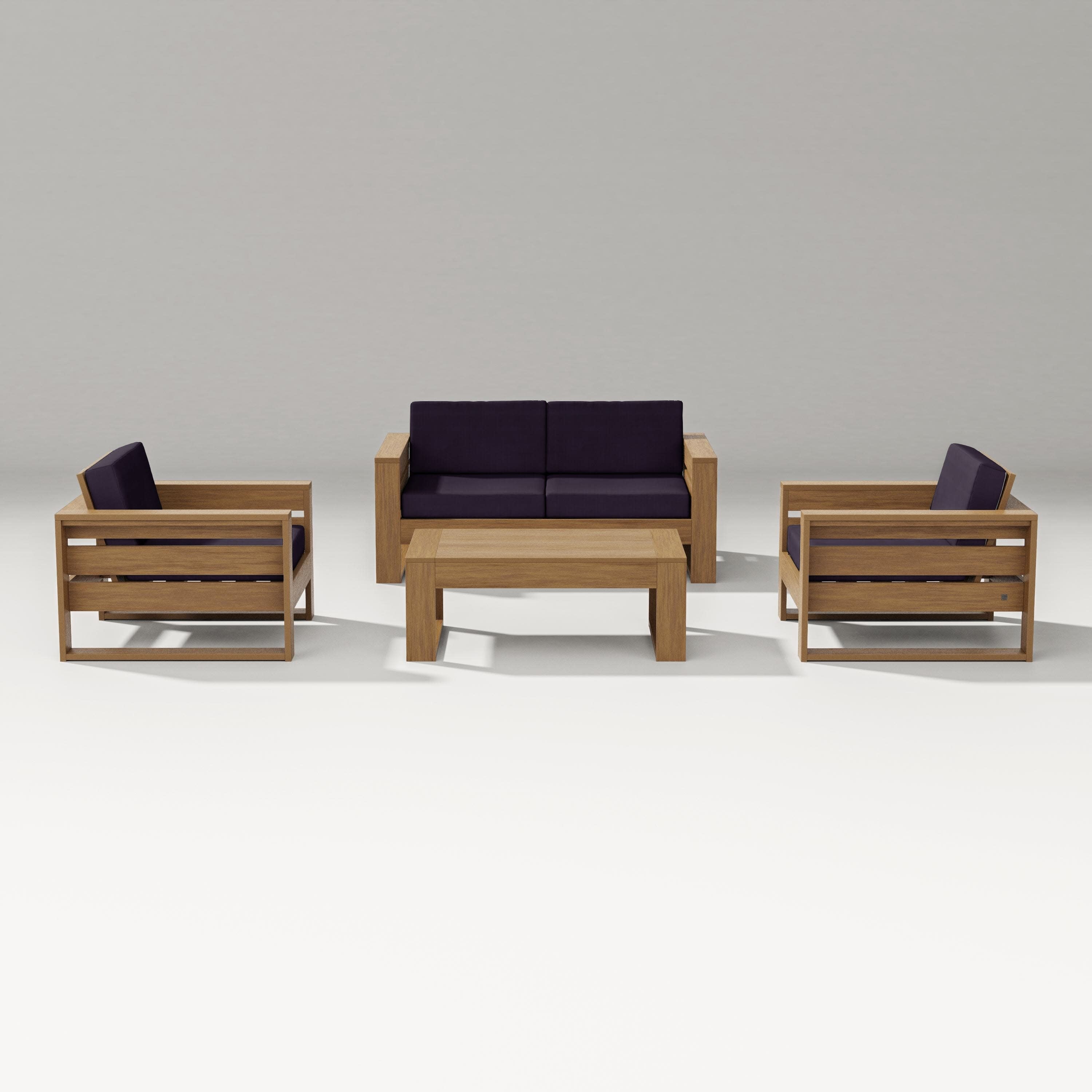 Latitude 4-Piece Lounge Loveseat Set in Natural / Navy Linen