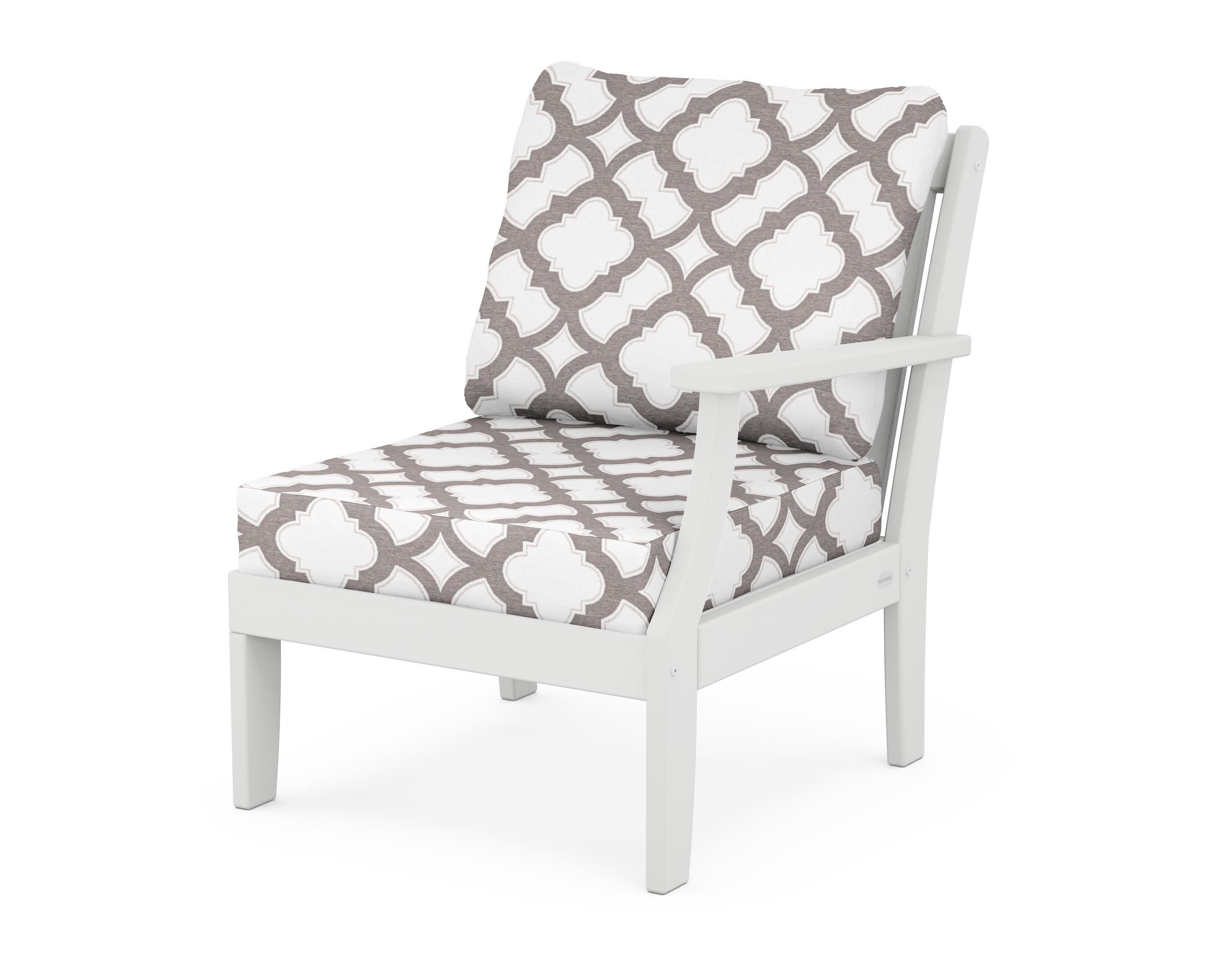 Braxton Modular Right Arm Chair in White / Trellis Grey Mist