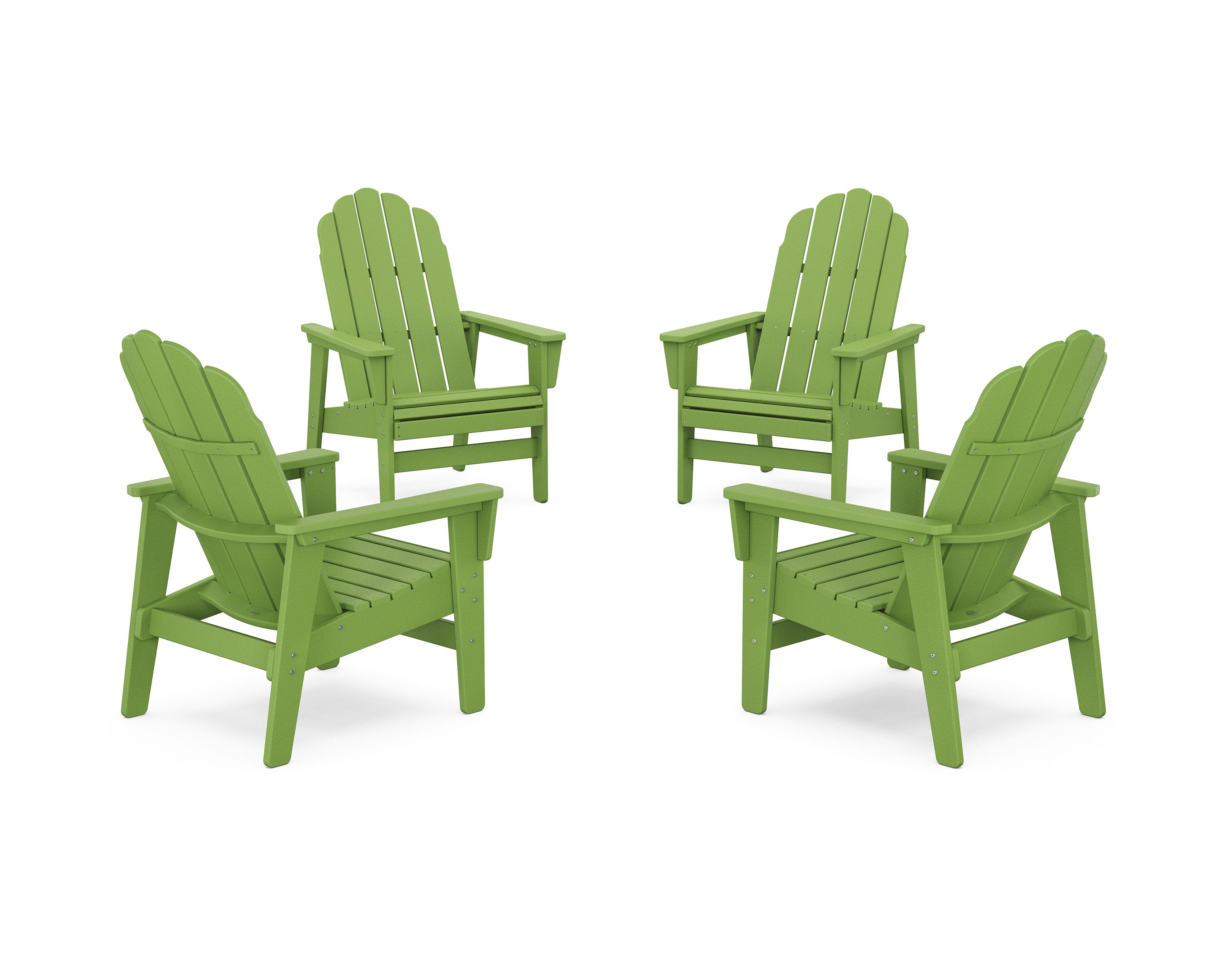 4-Piece Vineyard Grand Upright Adirondack Chair Conversation Set in Lime