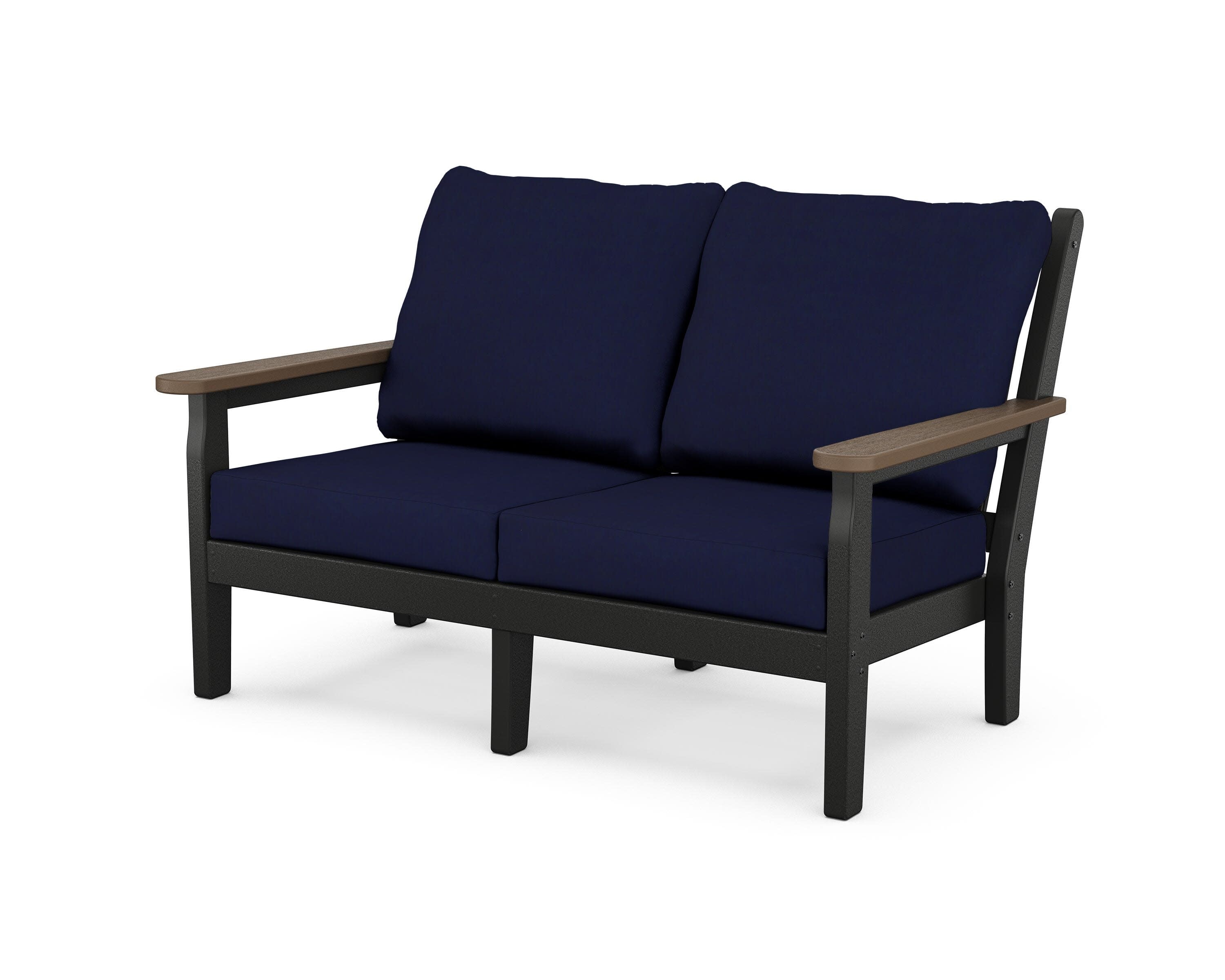Chippendale Deep Seating Loveseat in Black / Kona / Navy