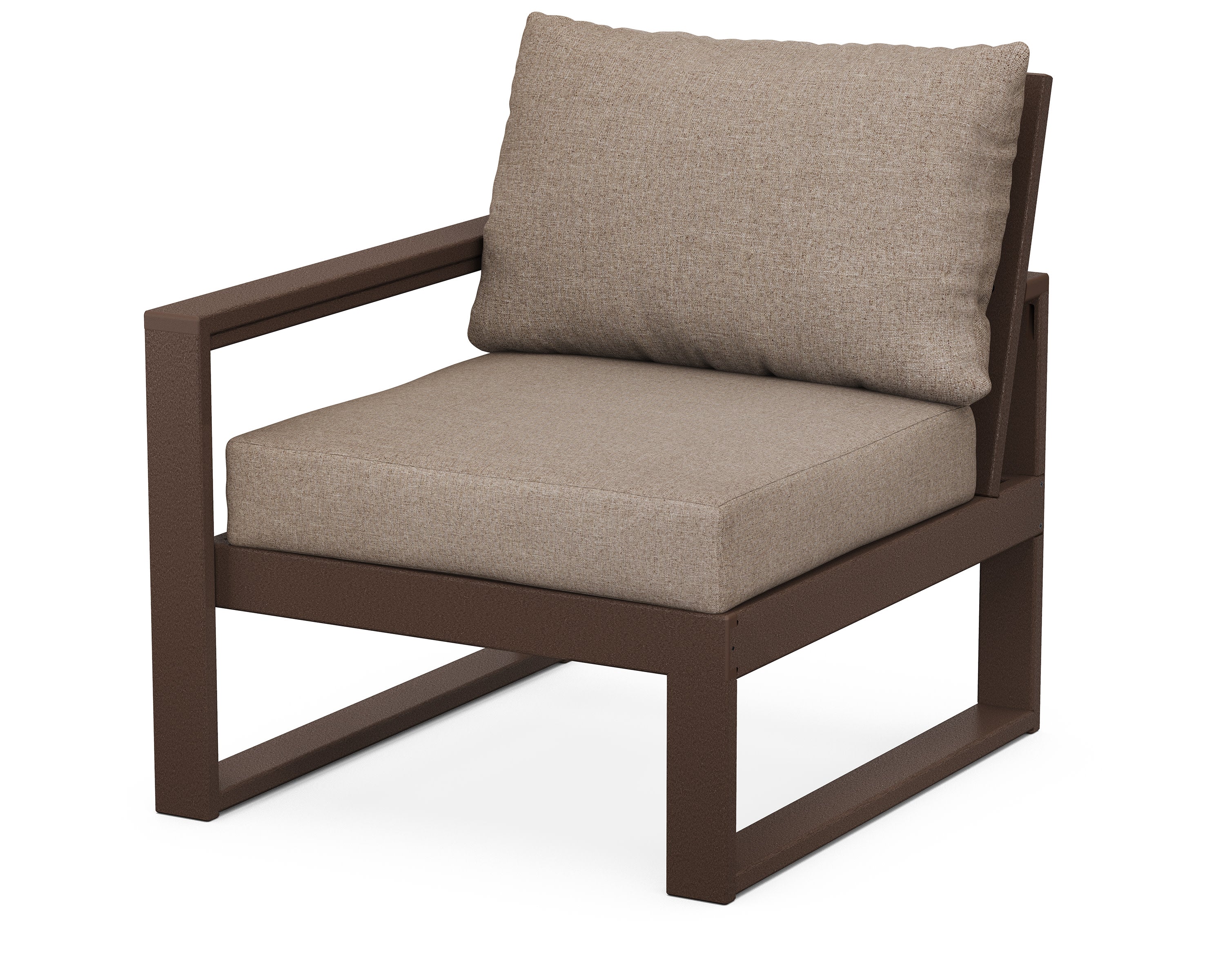 EDGE Modular Left Arm Chair in Mahogany / Spiced Burlap