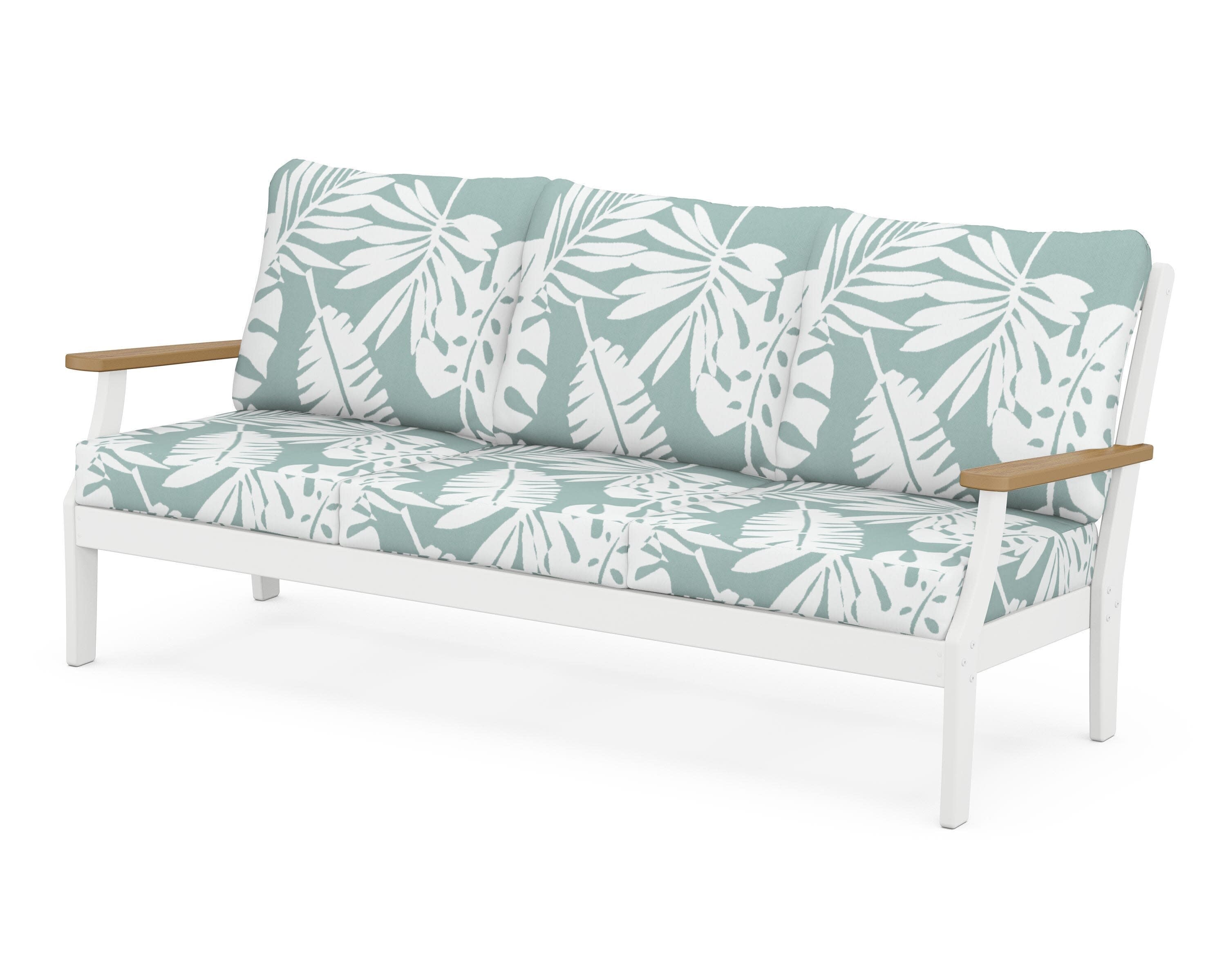 Braxton Deep Seating Sofa in White / Natural / Leaf Glacier Spa