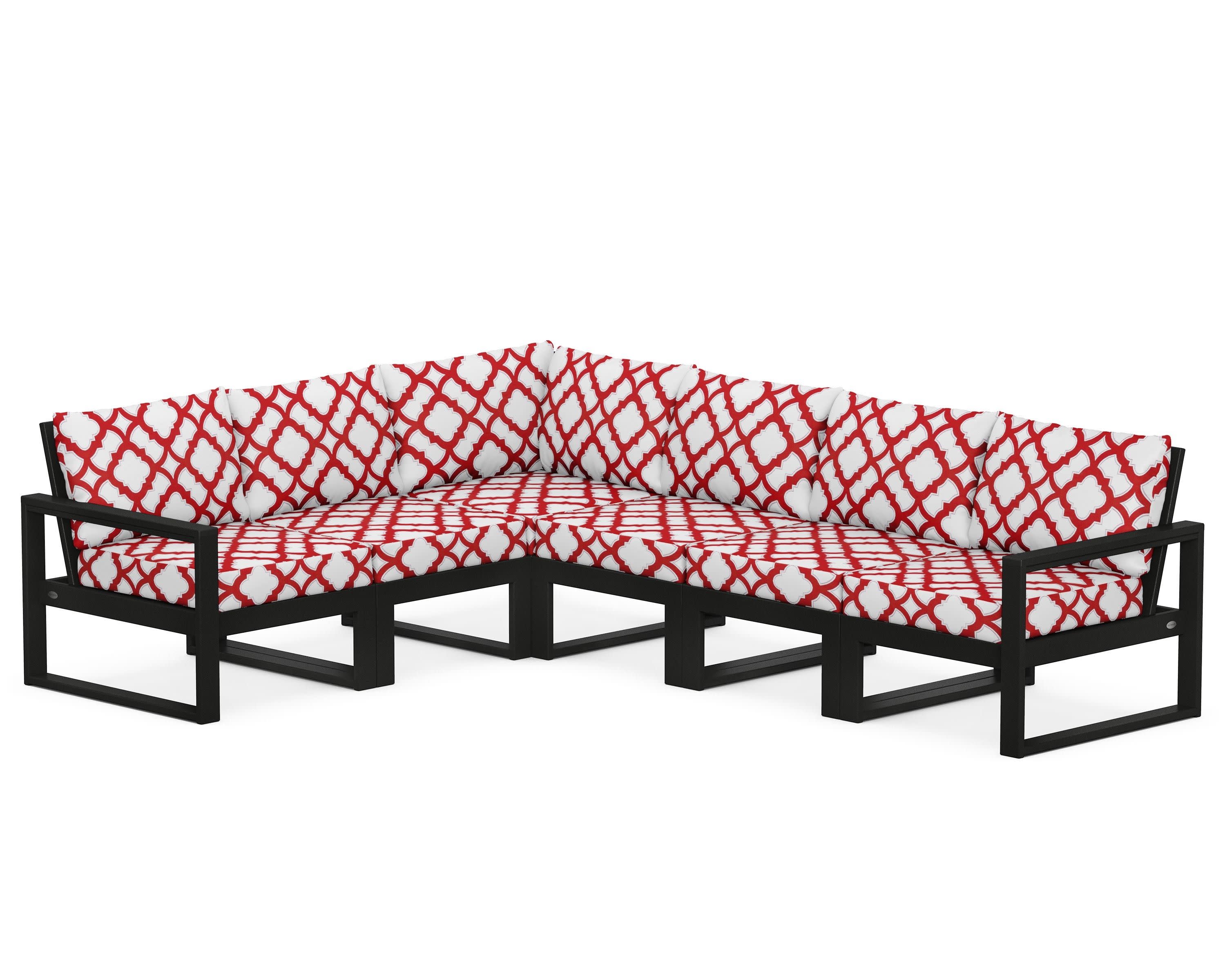 EDGE 6-Piece Modular Deep Seating Set in Black / Trellis Crimson