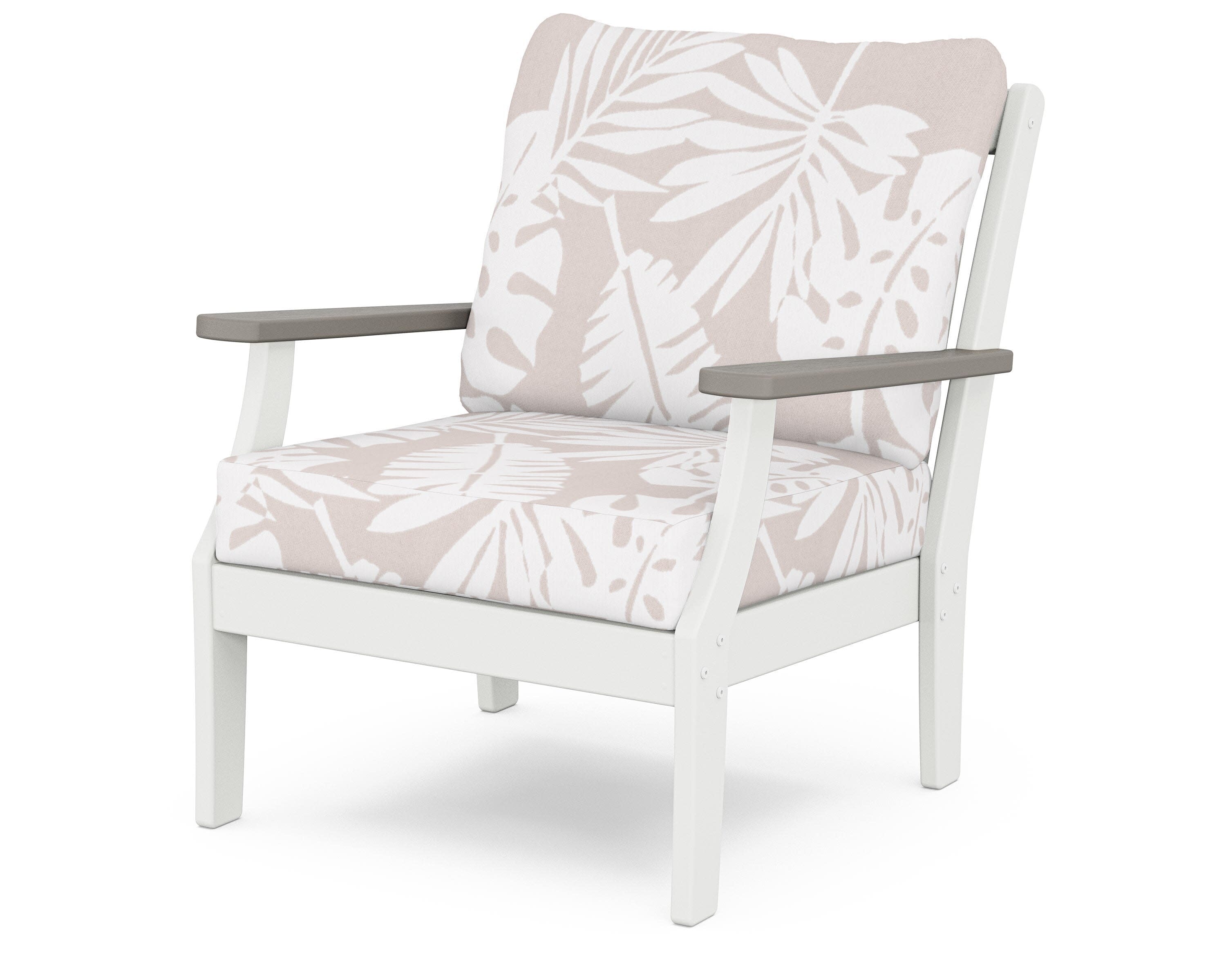 Braxton Deep Seating Chair in White / Driftwood / Leaf Dune Burlap
