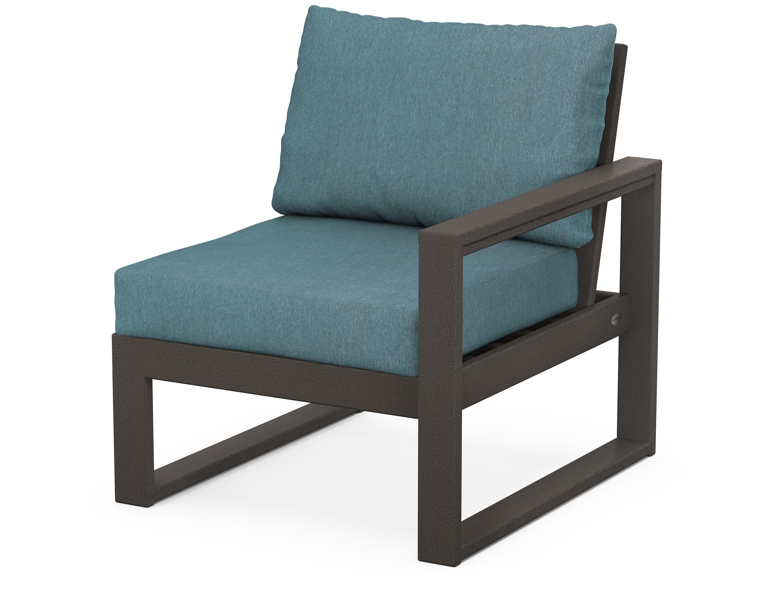 EDGE Modular Right Arm Chair in Vintage Coffee / Ocean Teal