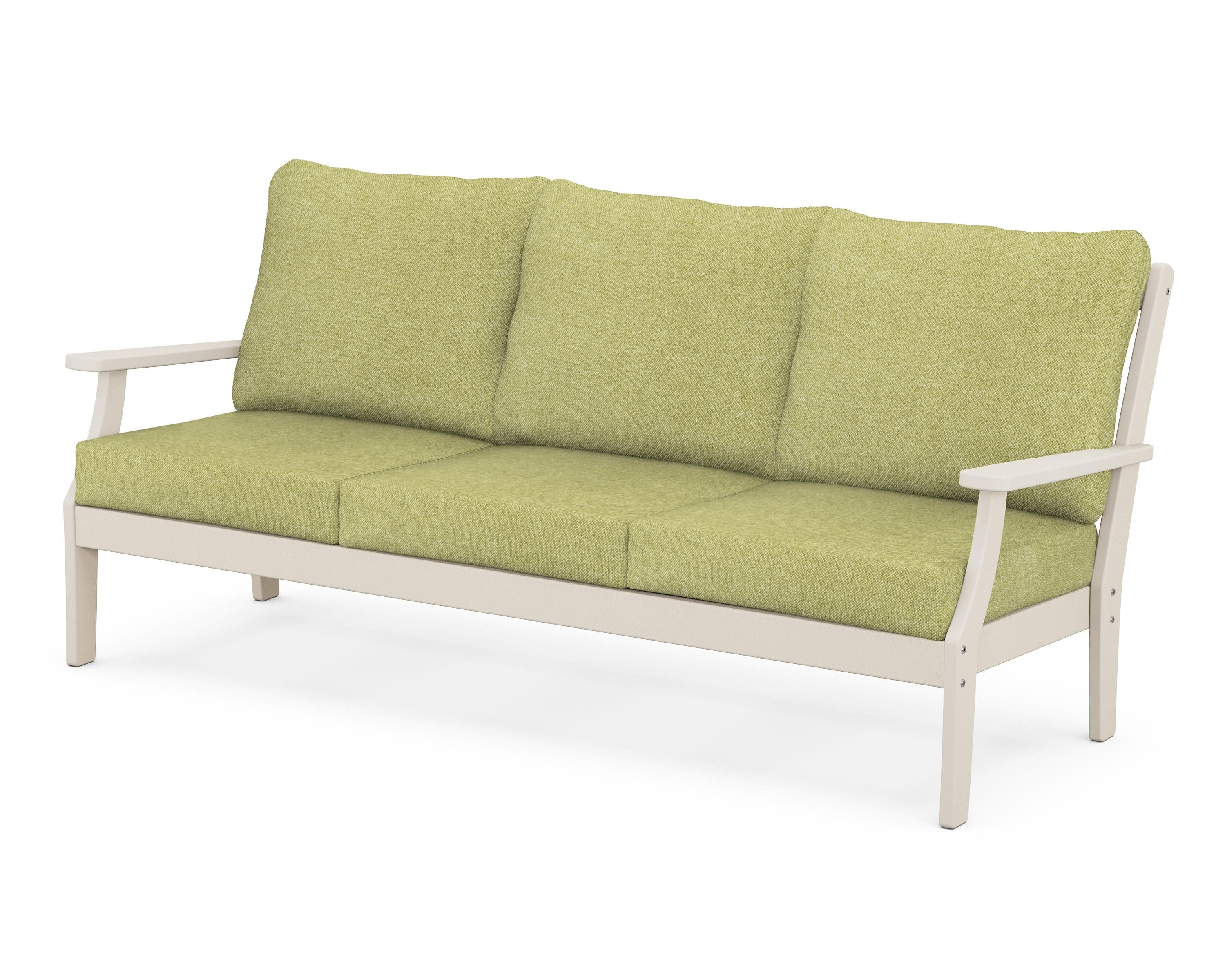 Braxton Deep Seating Sofa in Sand / Chartreuse Boucle