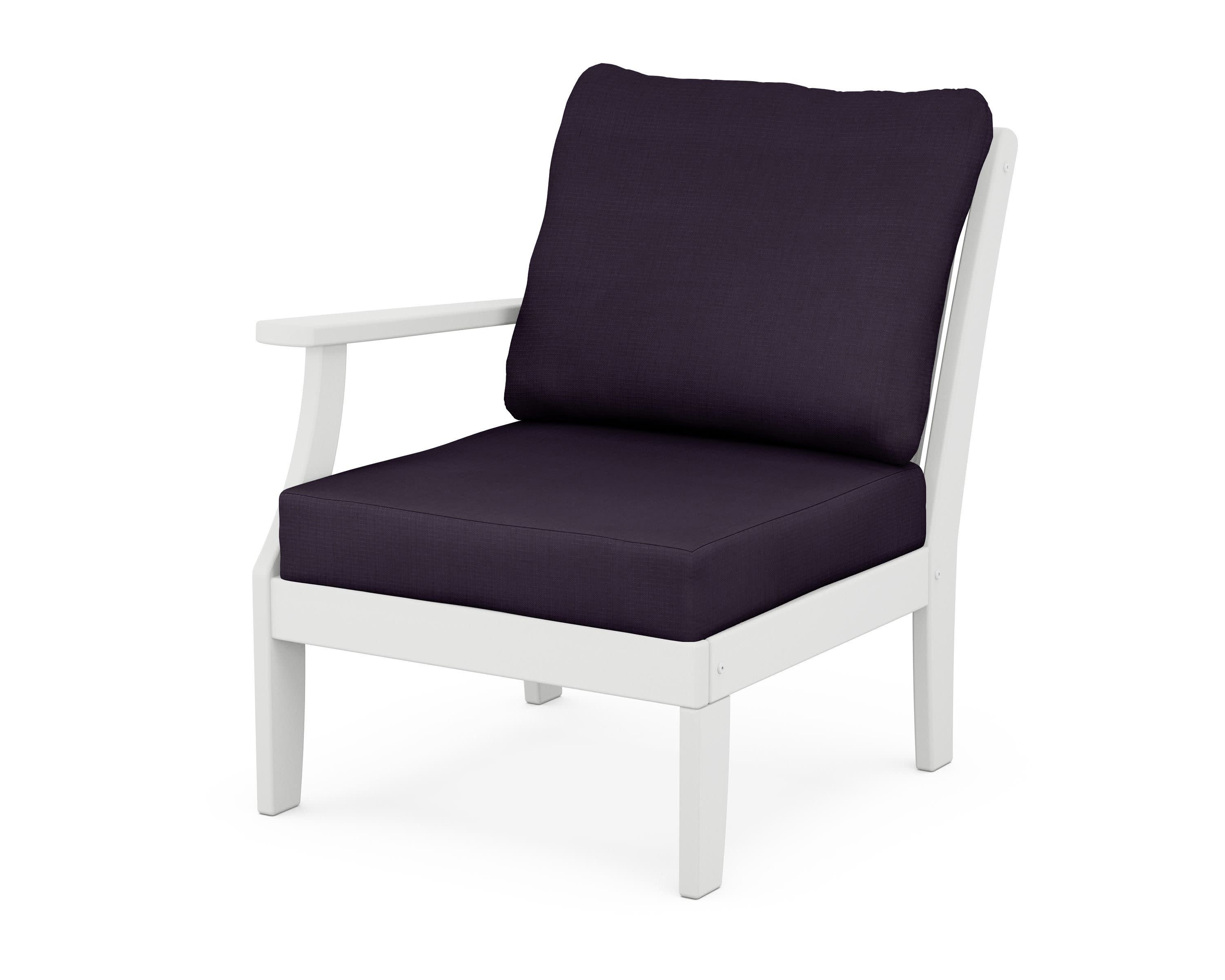 Braxton Modular Left Arm Chair in White / Navy Linen