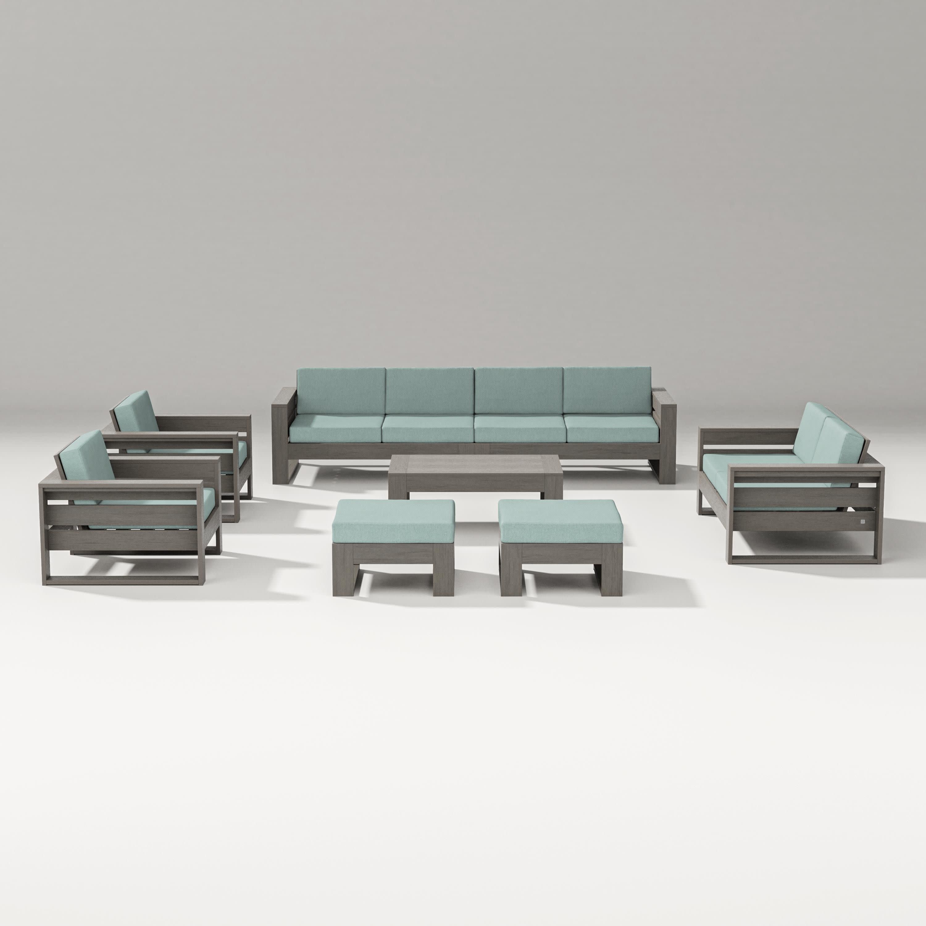 Latitude 8-Piece Lounge Sofa Set in Driftwood / Glacier Spa