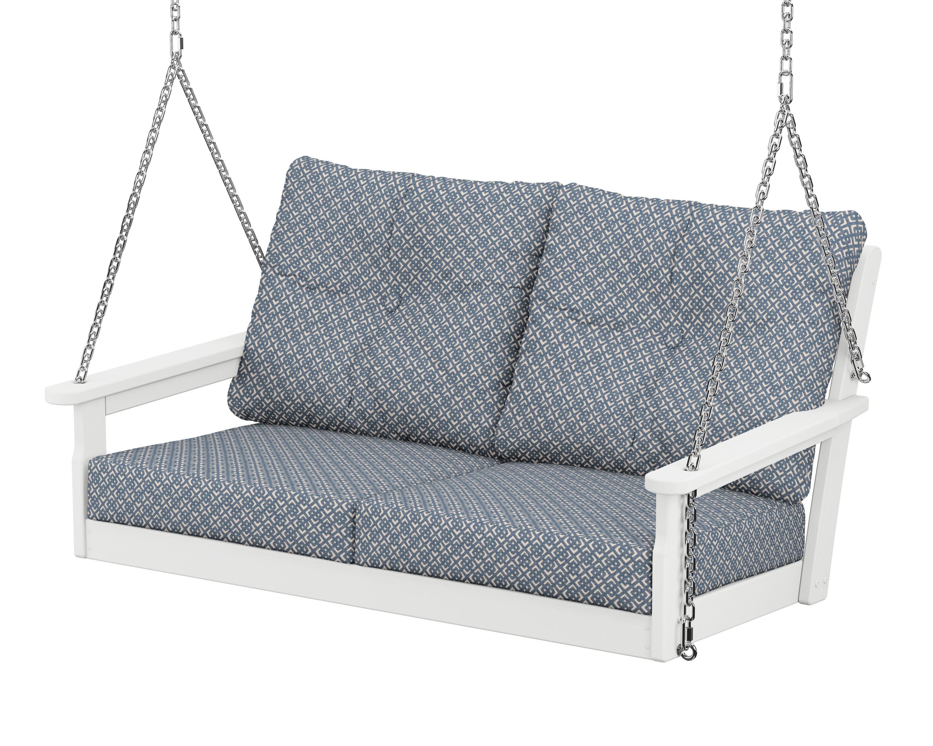 Vineyard Deep Seating Swing in White / Hopscotch