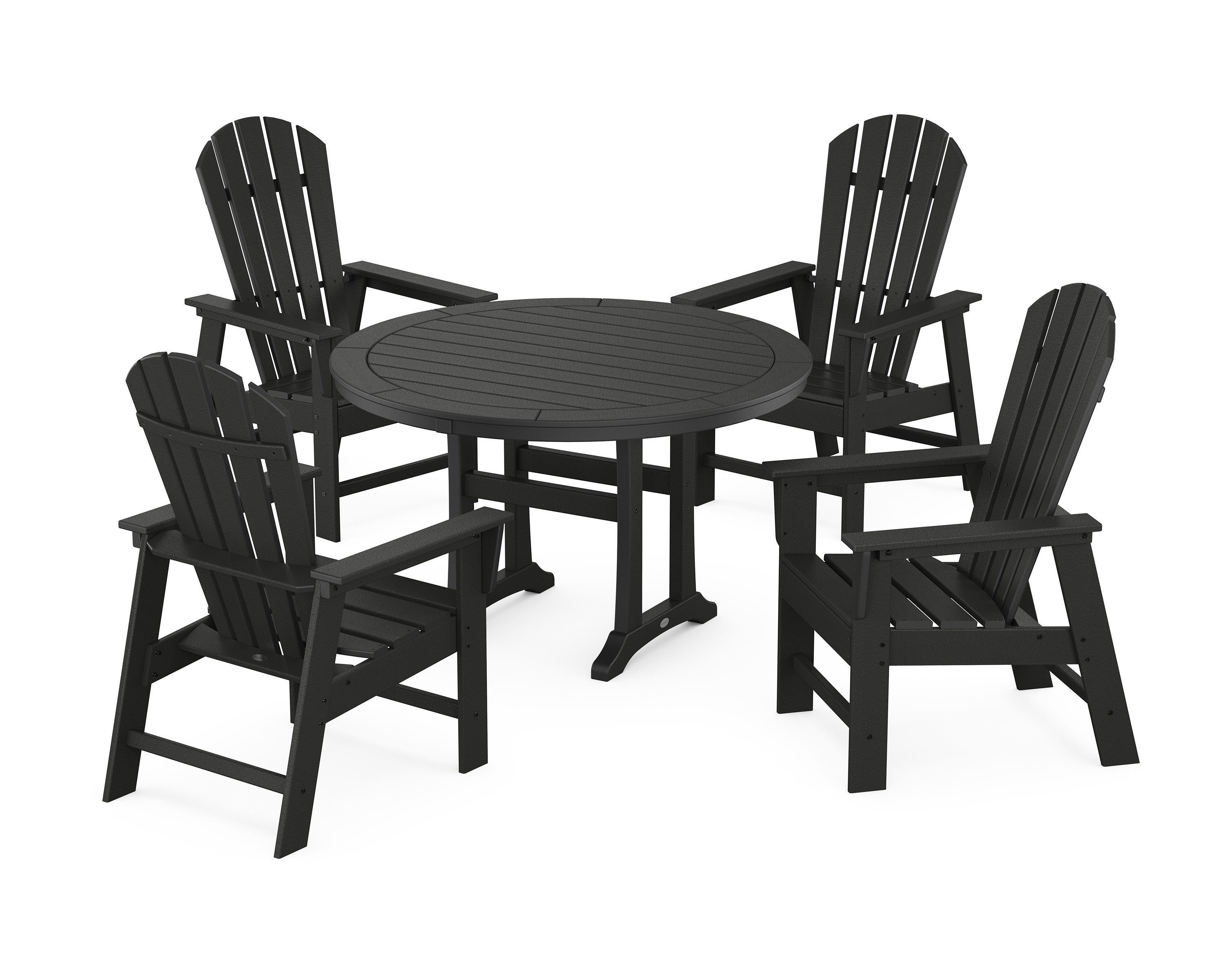 South Beach 5-Piece Round Dining Set with Trestle Legs in Black