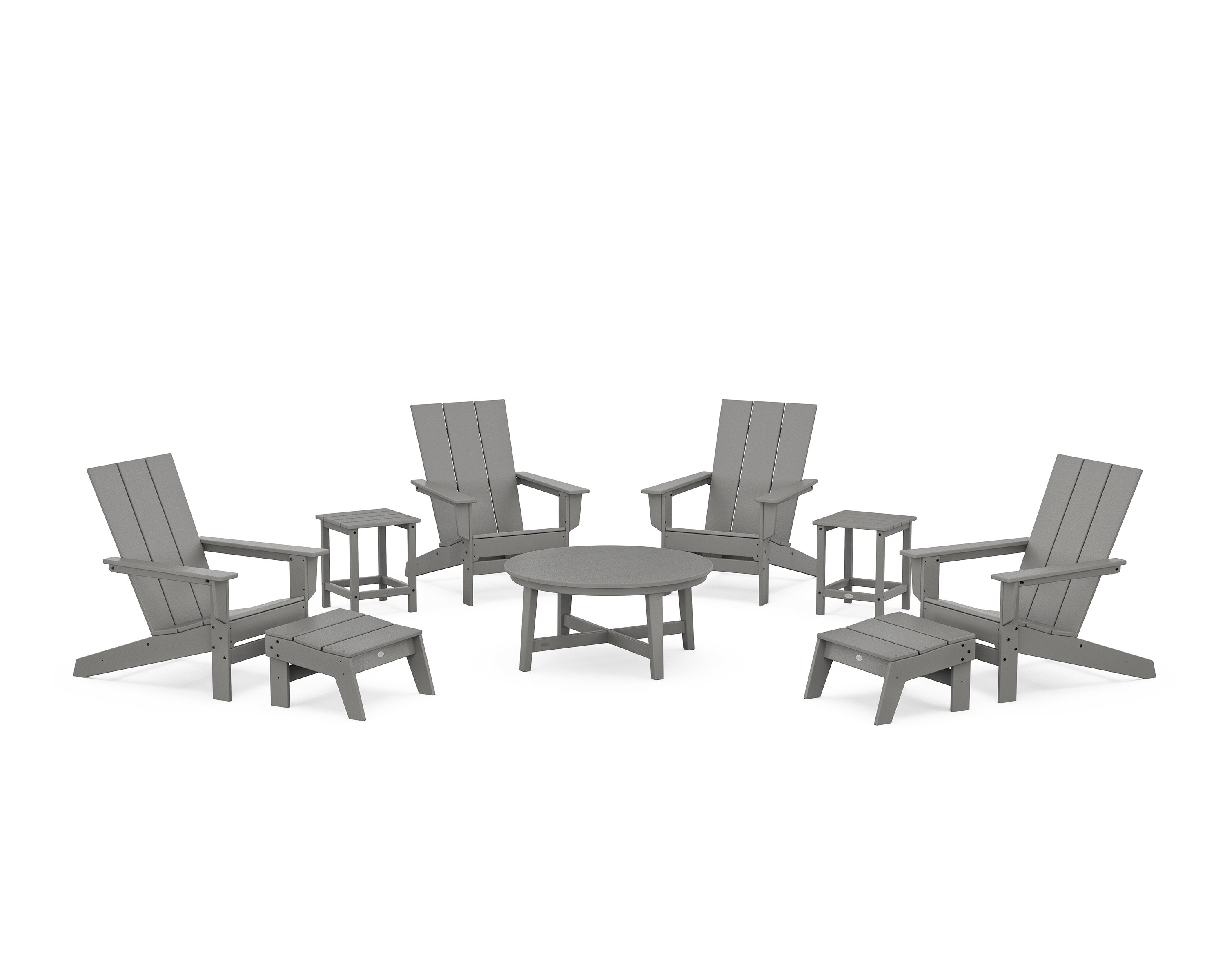 Modern Studio Adirondack 9-Piece Conversation Set in Slate Grey
