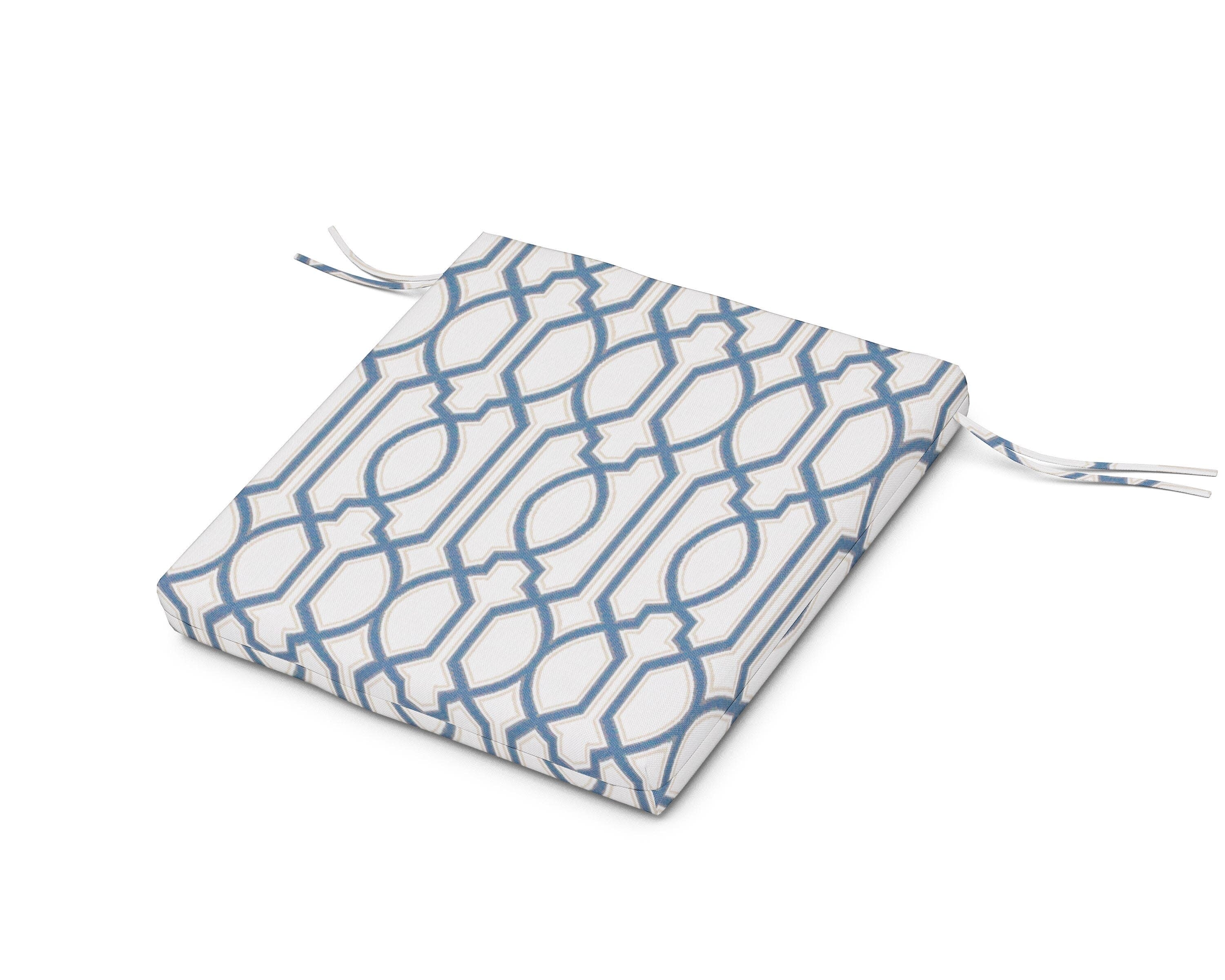 Seat Cushion 21.5"D x 21"W x 2.5"H in Chelsey Trellis Cobalt