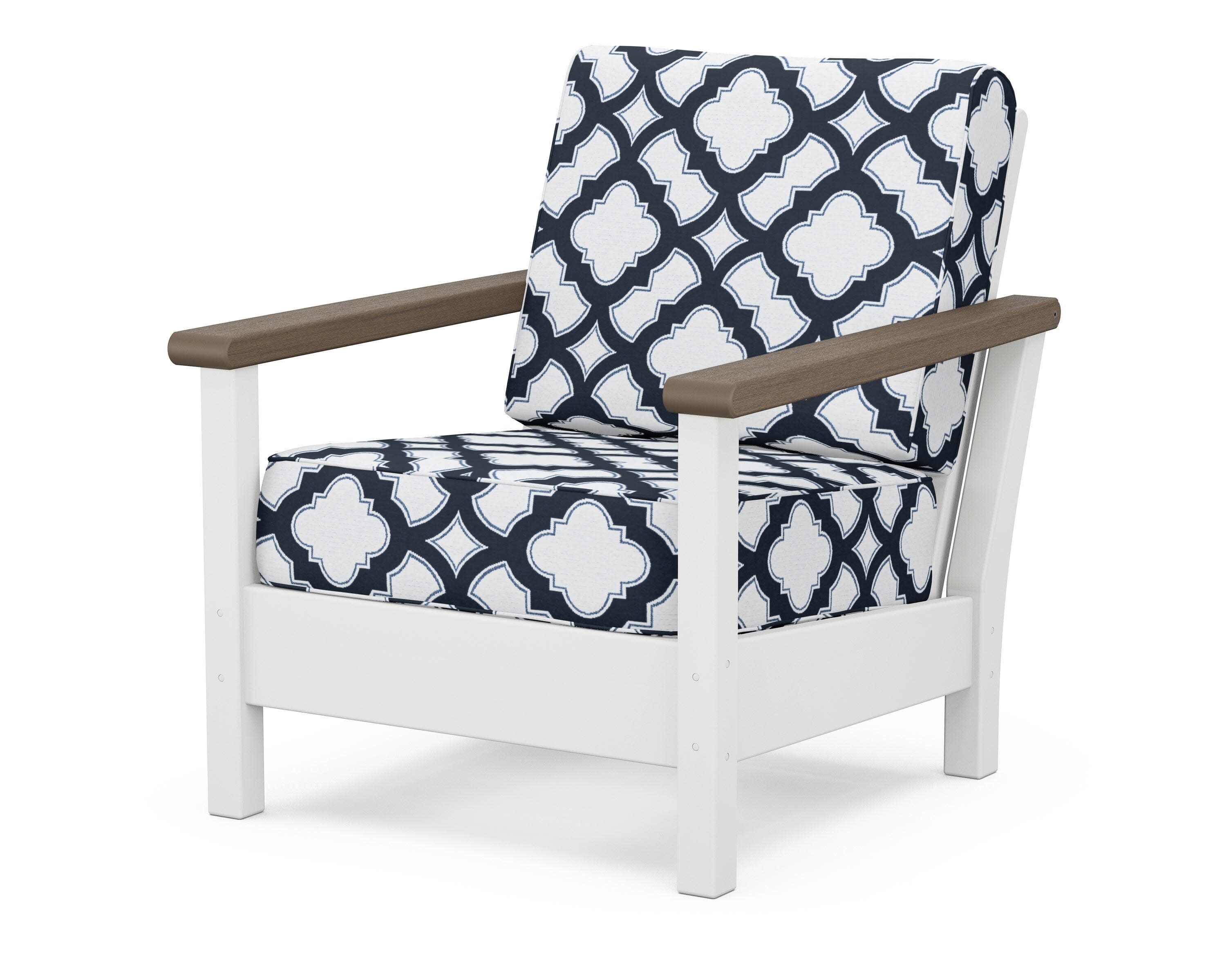Harbour Deep Seating Chair in White / Kona / Trellis Marine Indigo