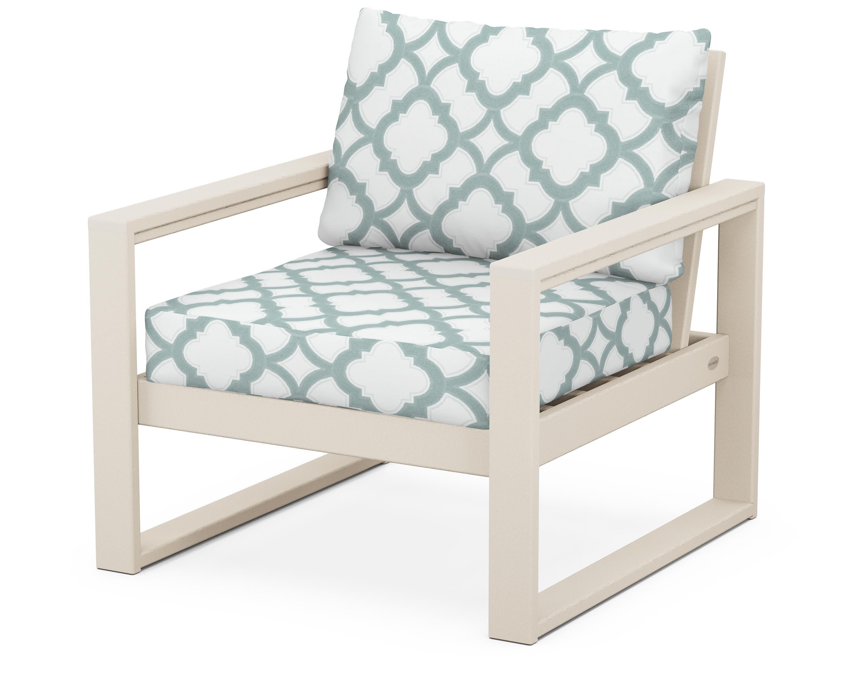 EDGE Club Chair in Sand / Trellis Glacier Spa