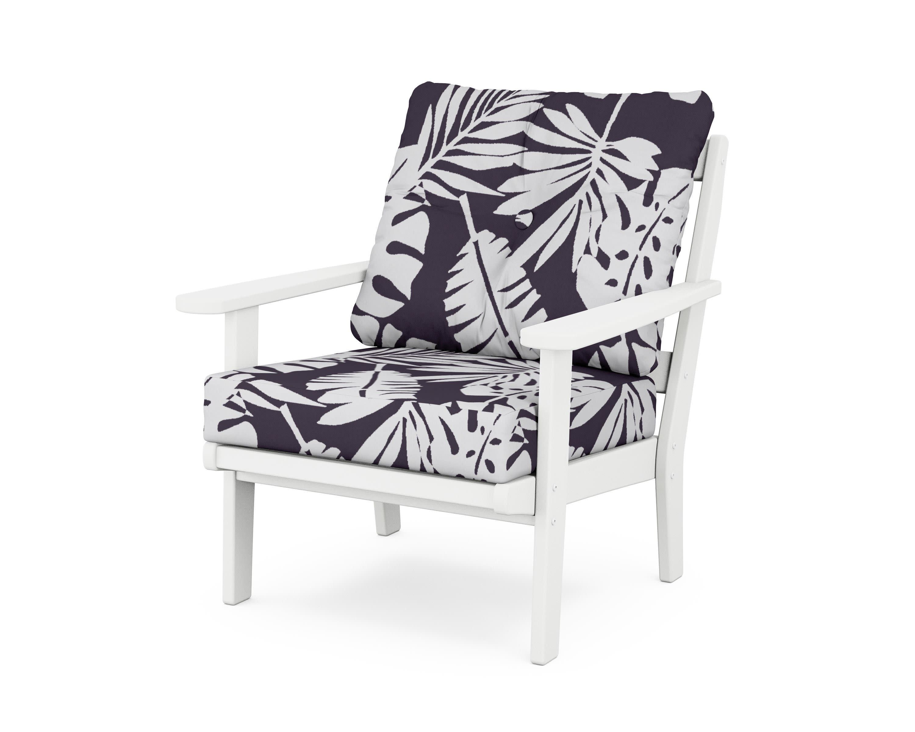 Mission Deep Seating Chair in White / Leaf Navy