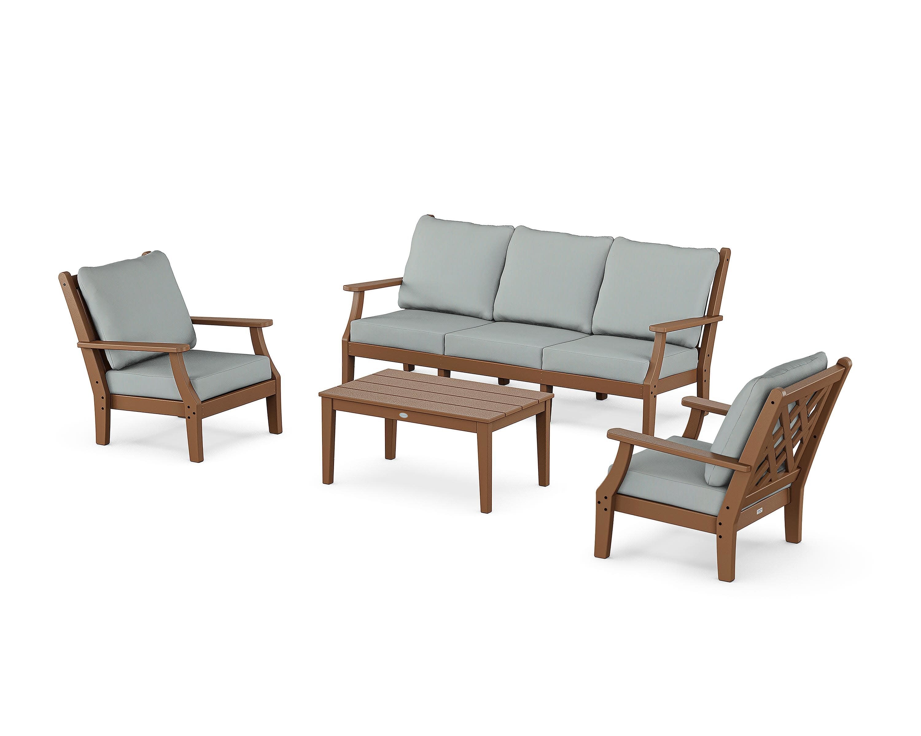 Wovendale 4-Piece Deep Seating Set with Sofa in Teak / Spa