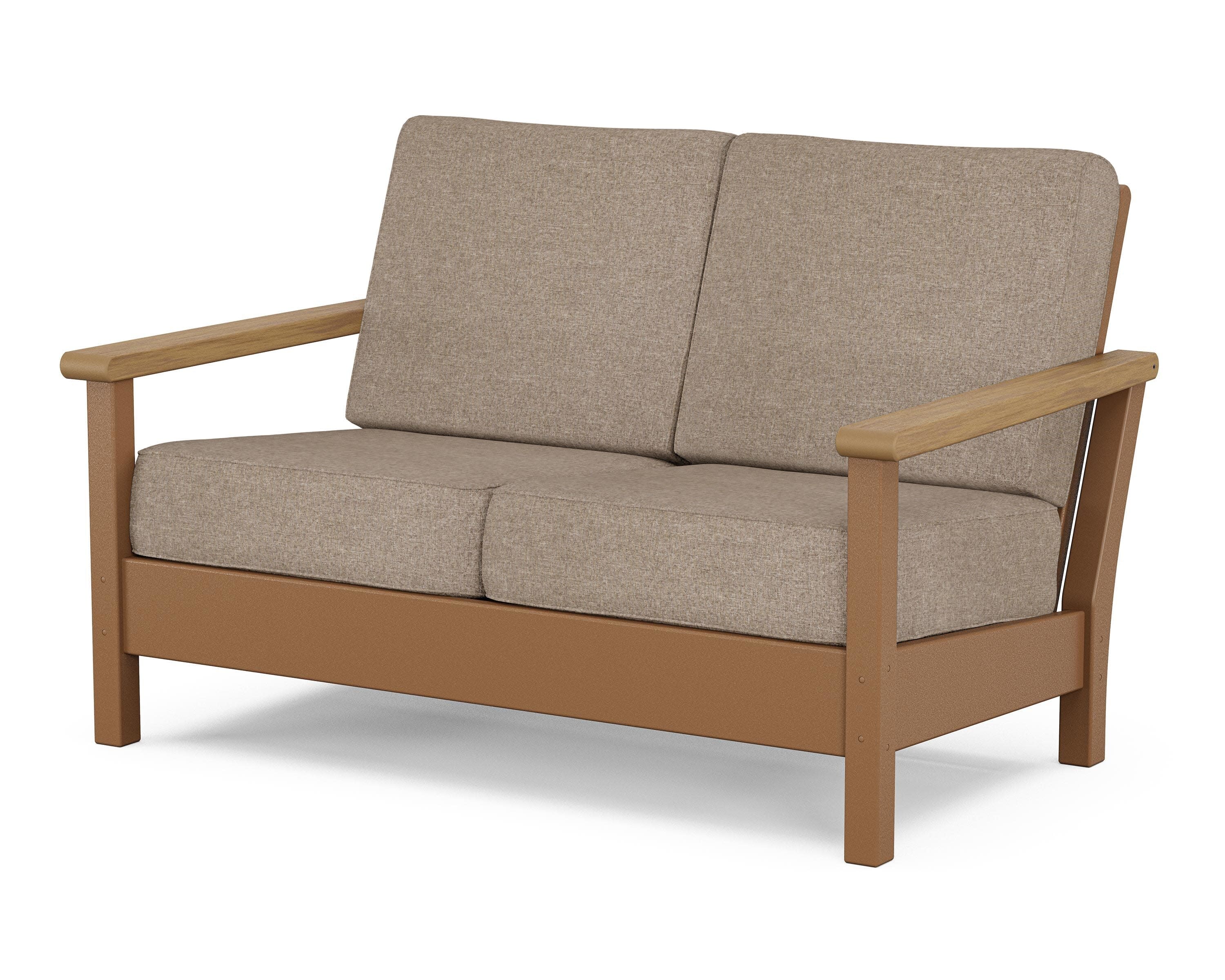 Harbour Deep Seating Loveseat in Teak / Natural / Spiced Burlap