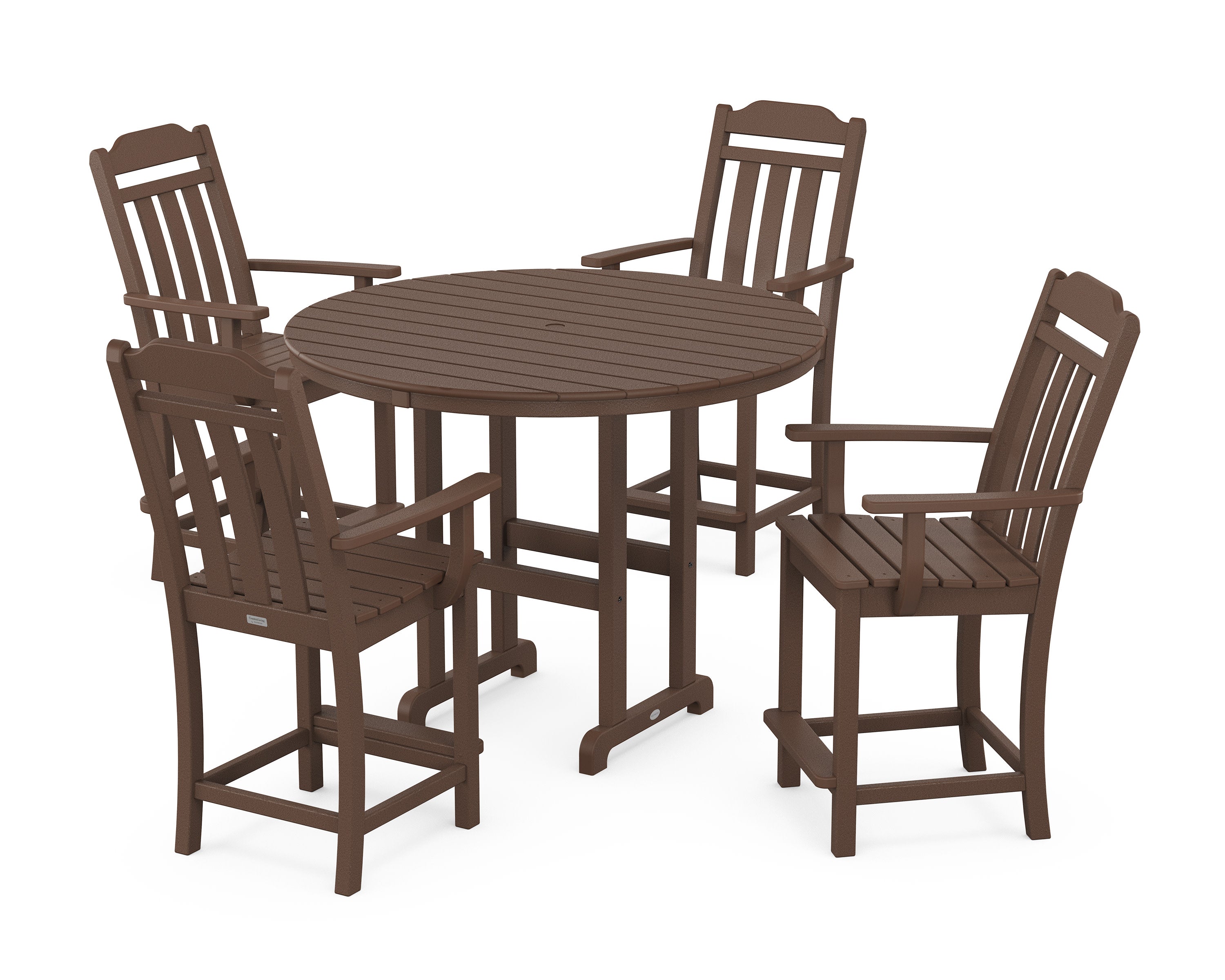 Cottage 5-Piece Round Farmhouse Counter Set in Mahogany