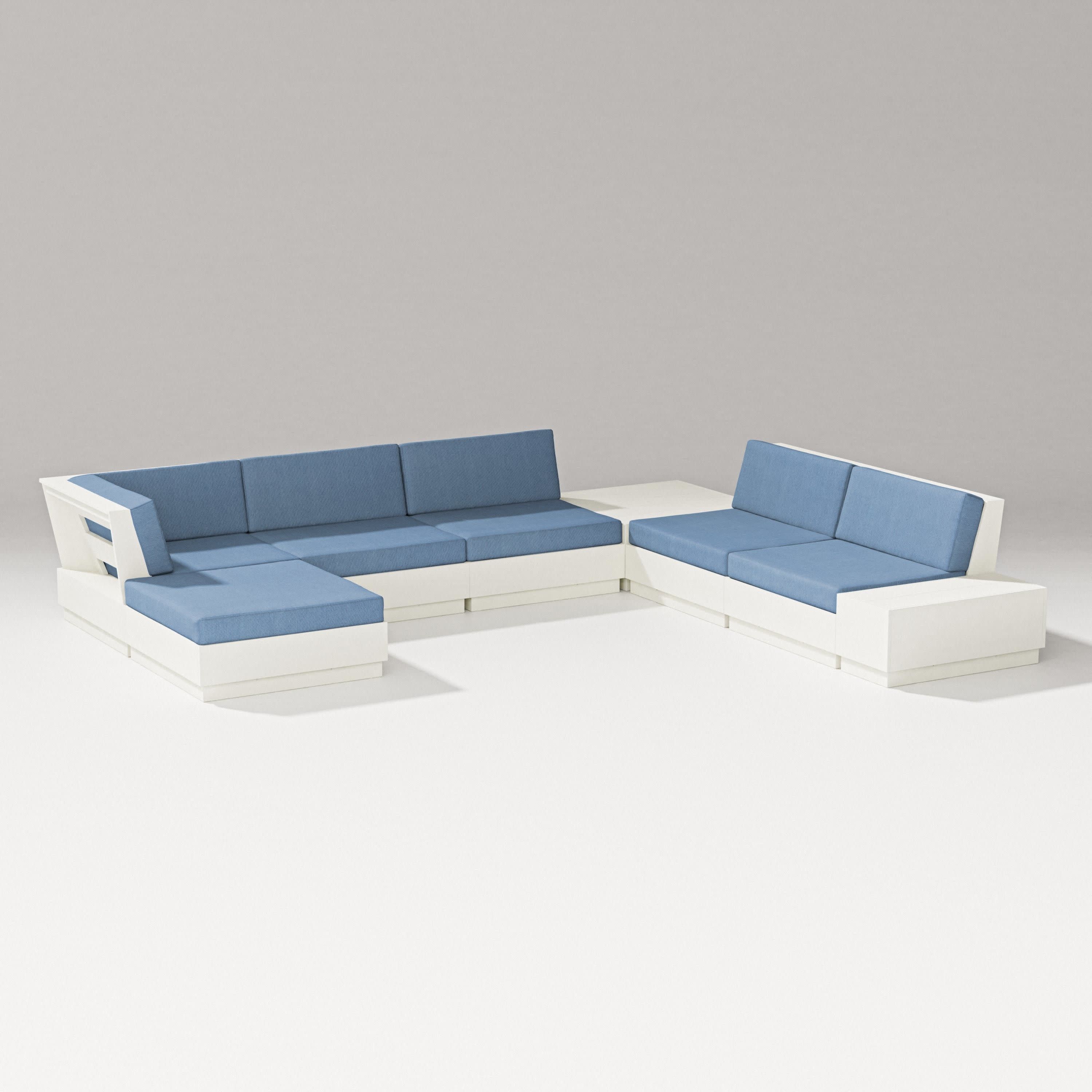 Elevate 8-Piece Corner Sectional in Vintage White / Sky Blue