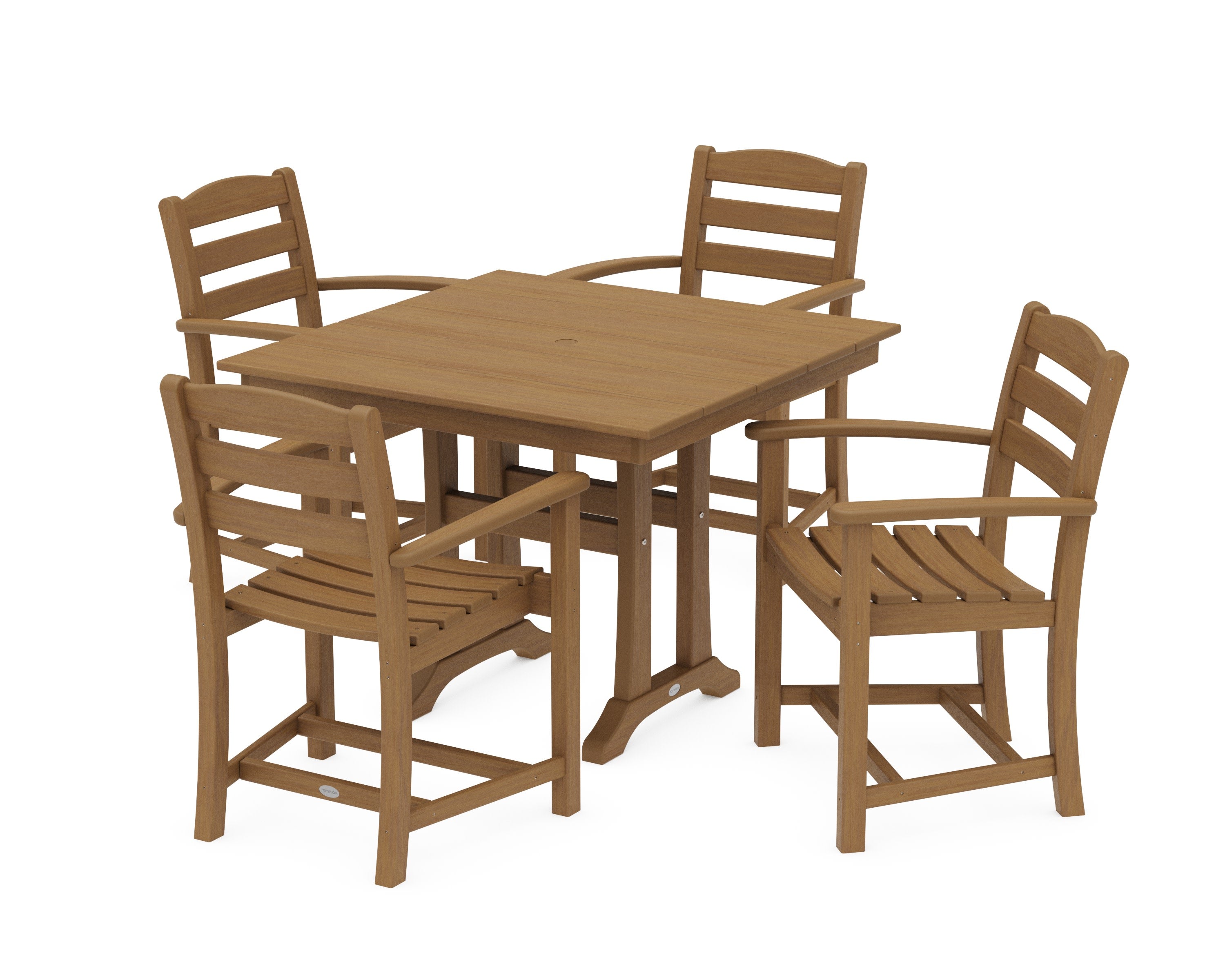 La Casa Caf 5-Piece Farmhouse Trestle Arm Chair Dining Set in Natural