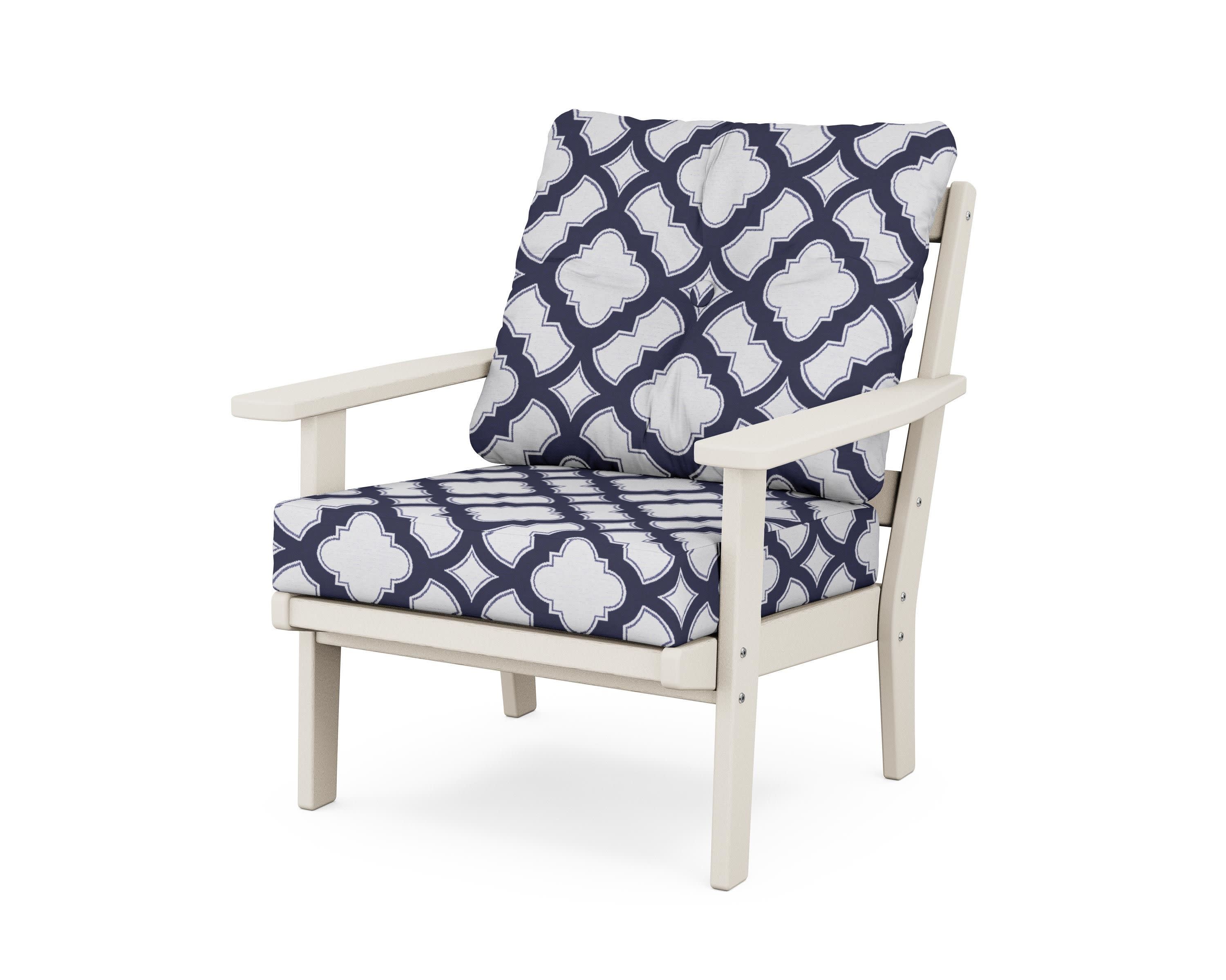 Oxford Deep Seating Chair in Sand / Trellis Navy