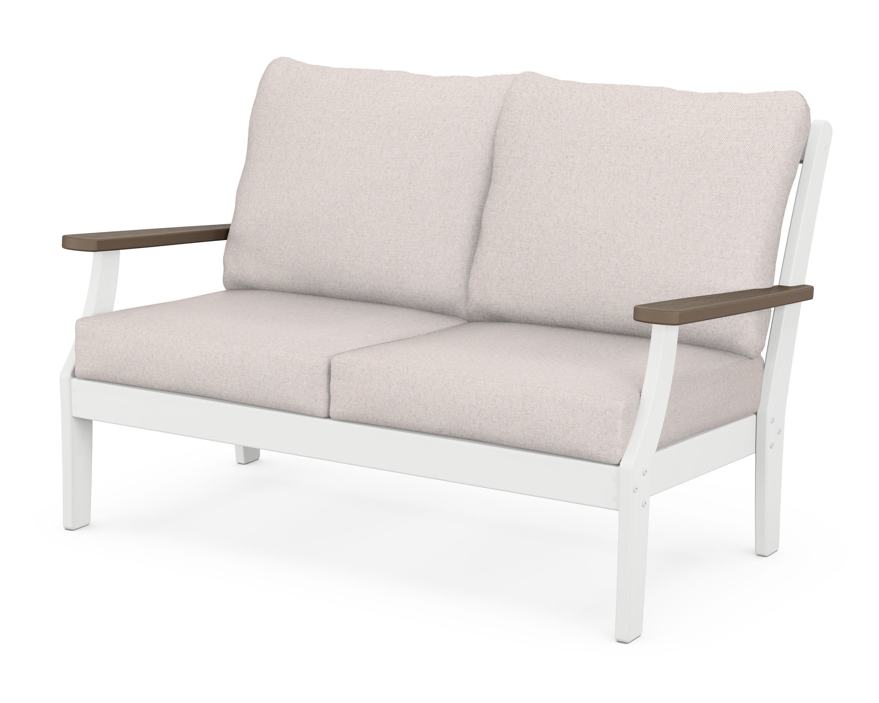 Braxton Deep Seating Loveseat in White / Kona / Dune Burlap