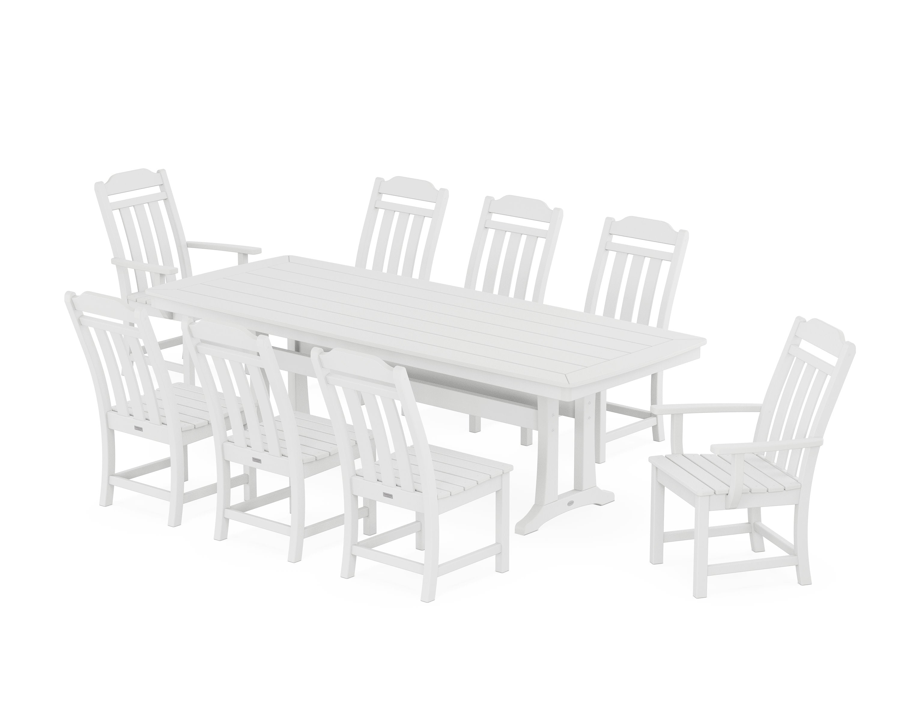 Cottage 9-Piece Dining Set with Trestle Legs in White