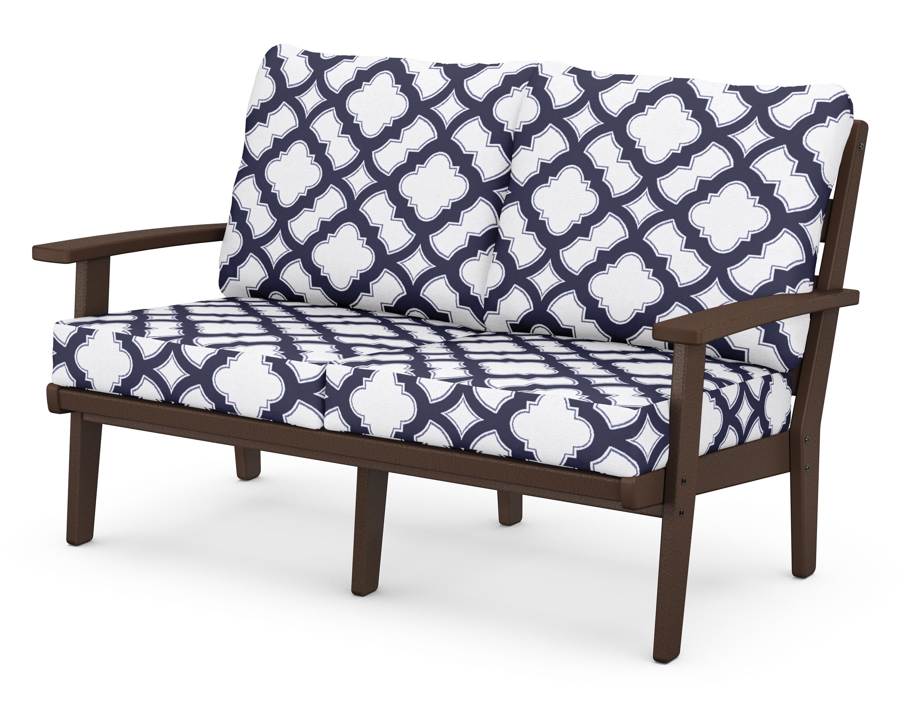 Grant Park Deep Seating Loveseat in Mahogany / Trellis Navy