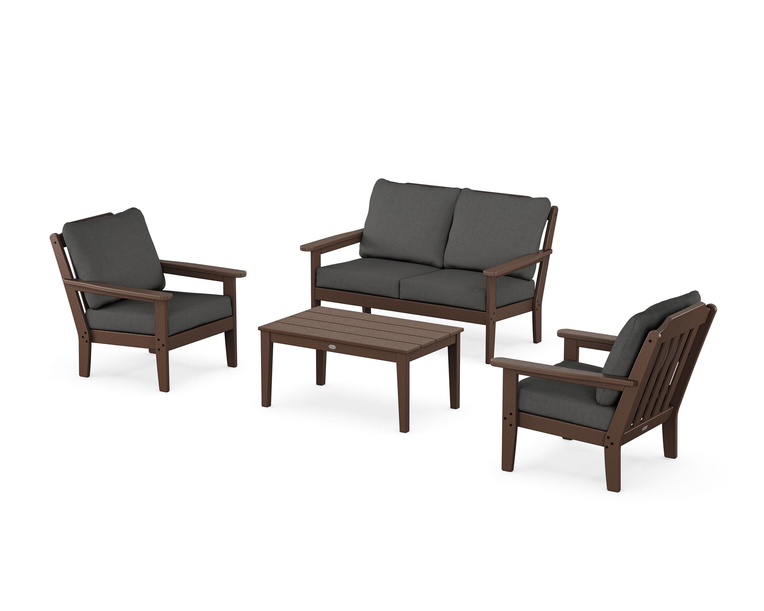 Cottage 4-Piece Deep Seating Set with Loveseat in Mahogany / Spectrum Carbon