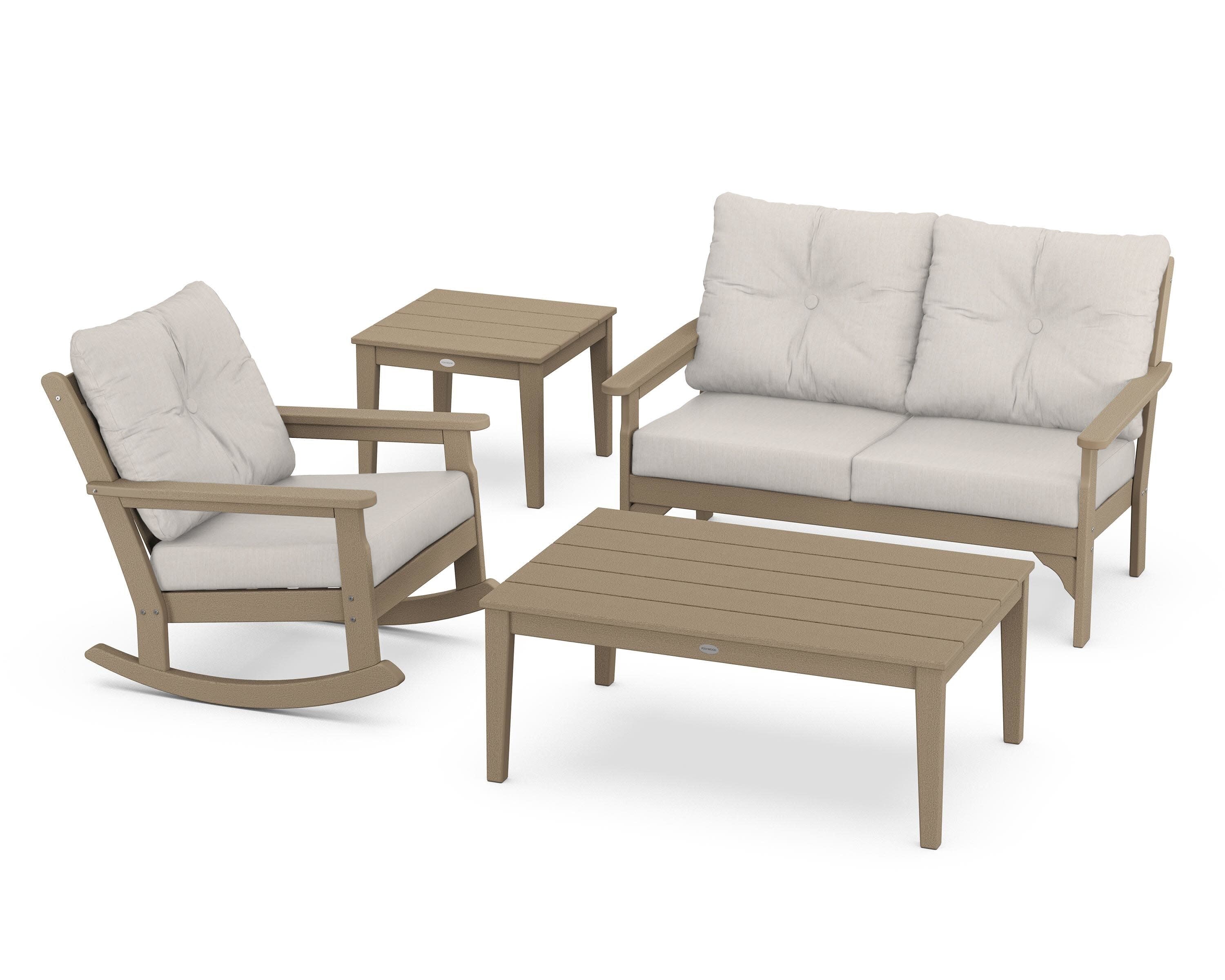 Vineyard 4-Piece Deep Seating Rocker Set in Vintage Sahara / Cast Ash