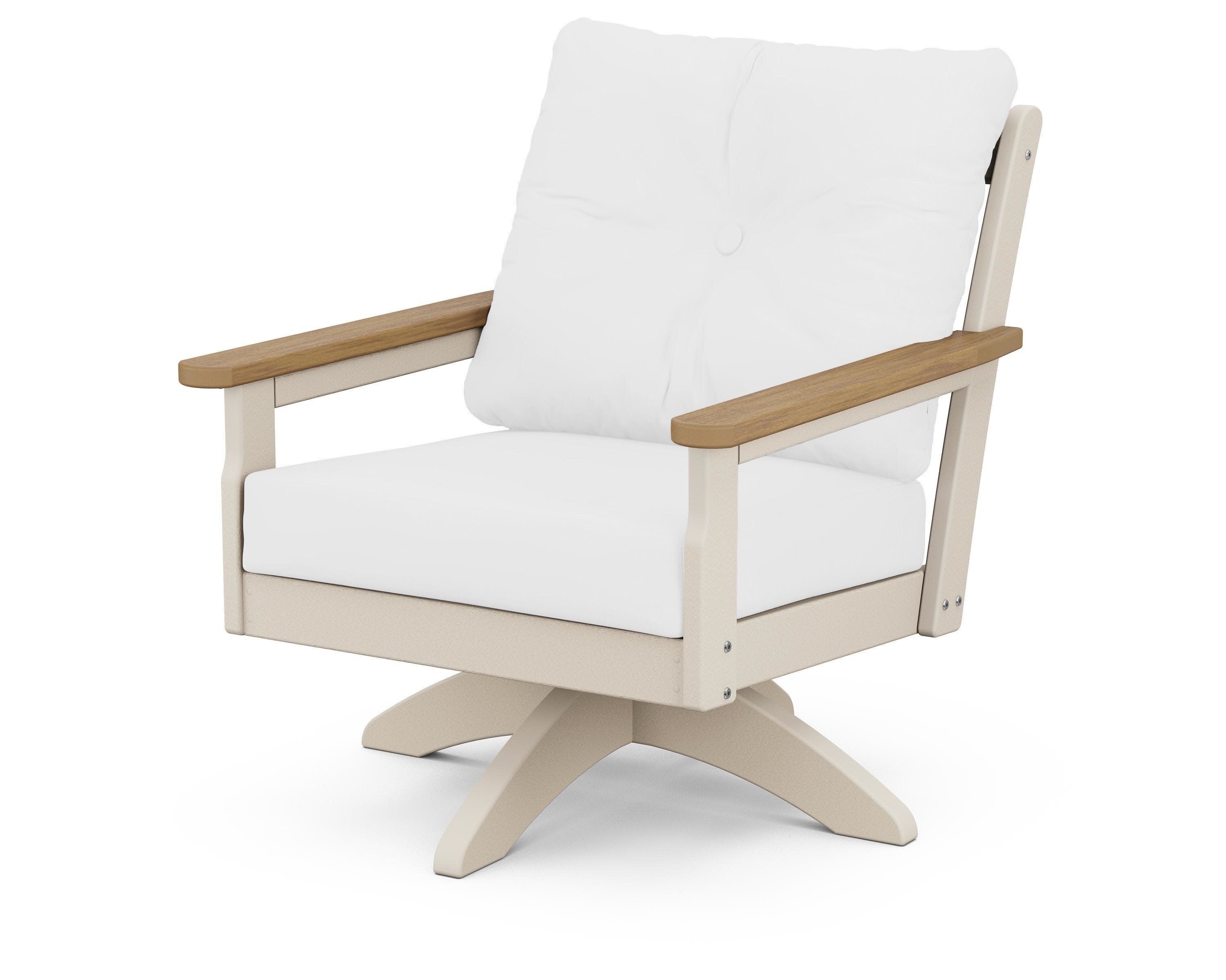 Vineyard Deep Seating Swivel Chair in Sand / Natural / Natural