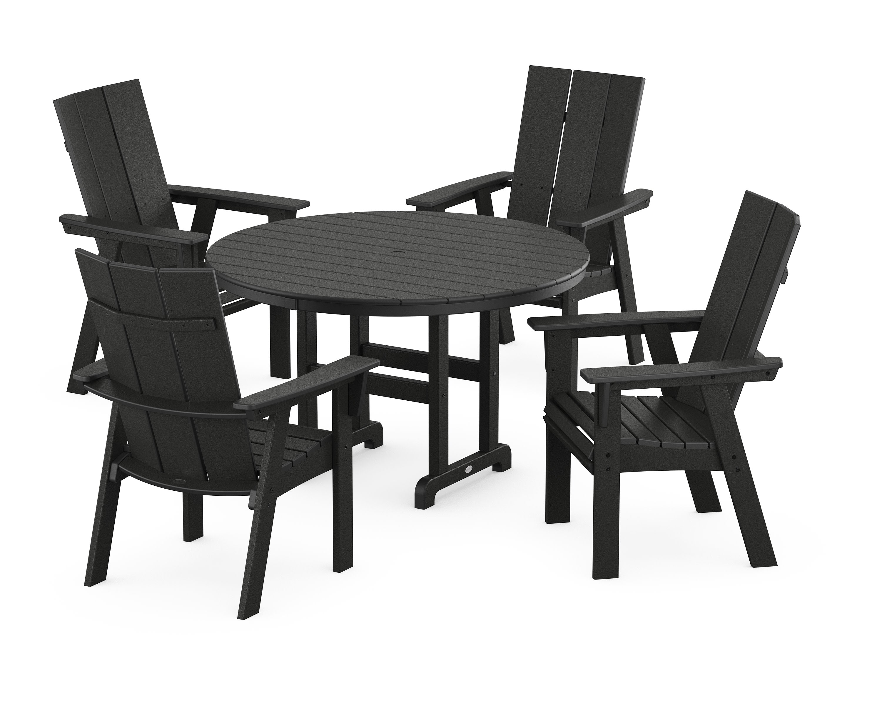 Modern Curveback Adirondack 5-Piece Round Farmhouse Dining Set in Black