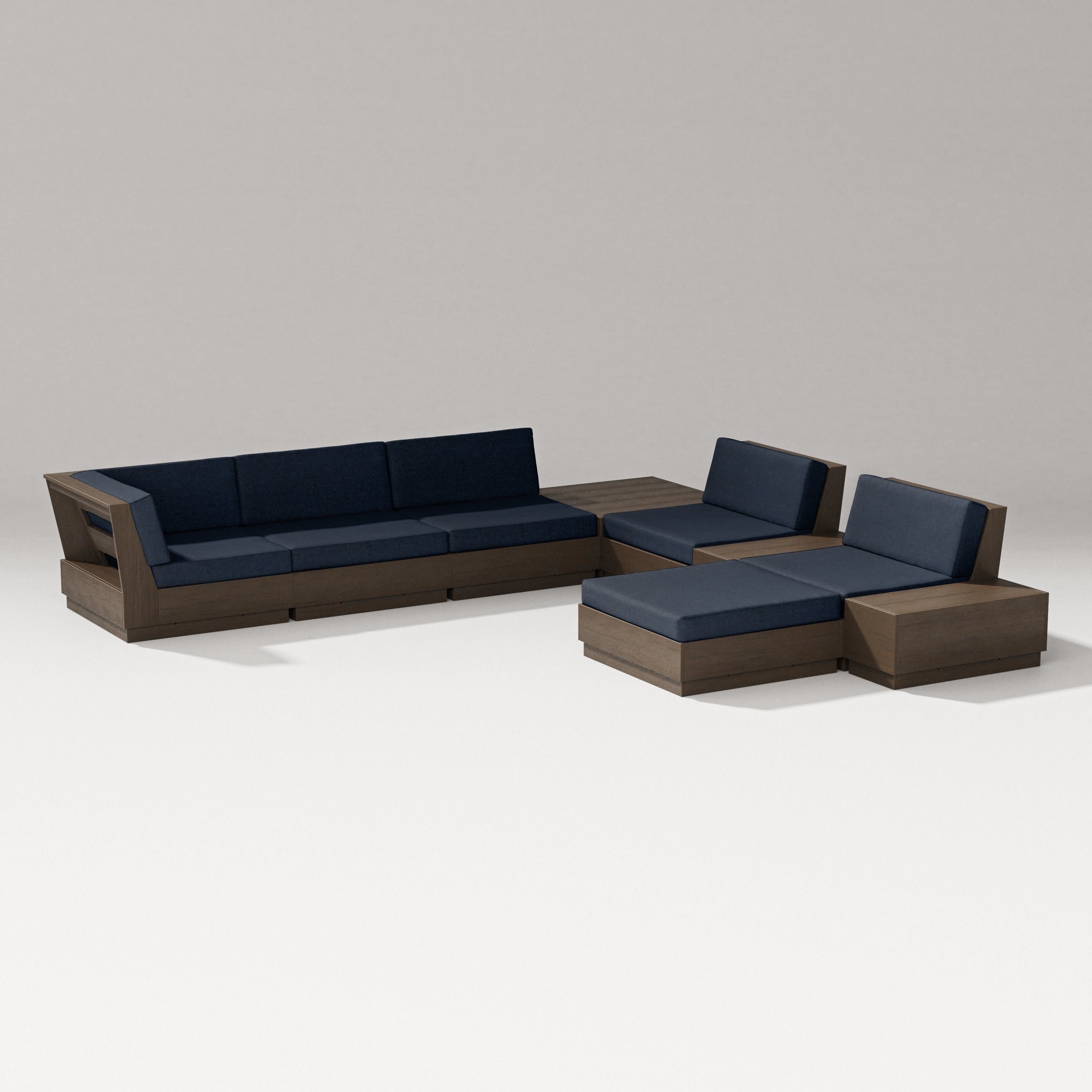 Elevate 9-Piece Conversation Sectional in Kona / Marine Indigo