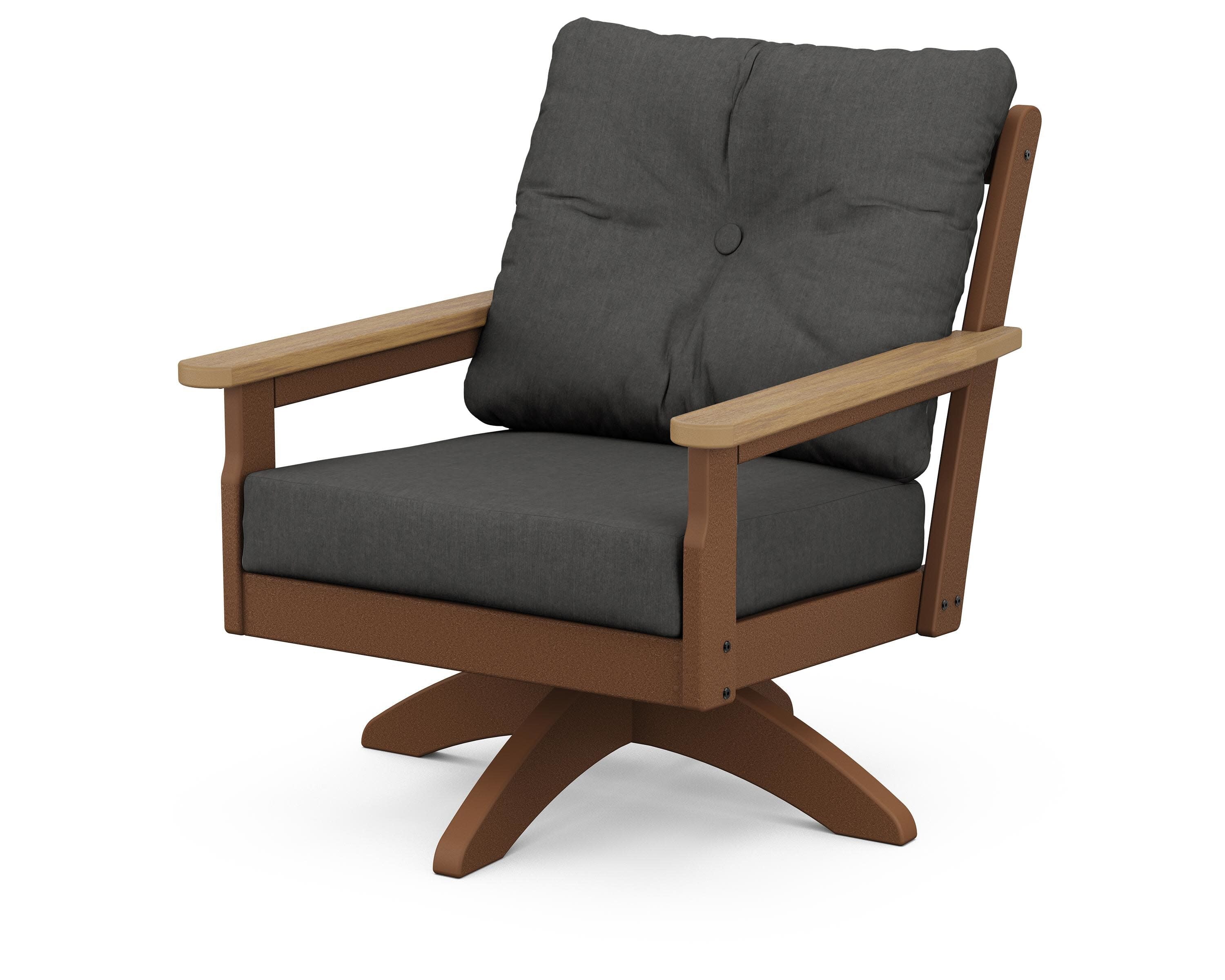 Vineyard Deep Seating Swivel Chair in Teak / Natural / Spectrum Carbon