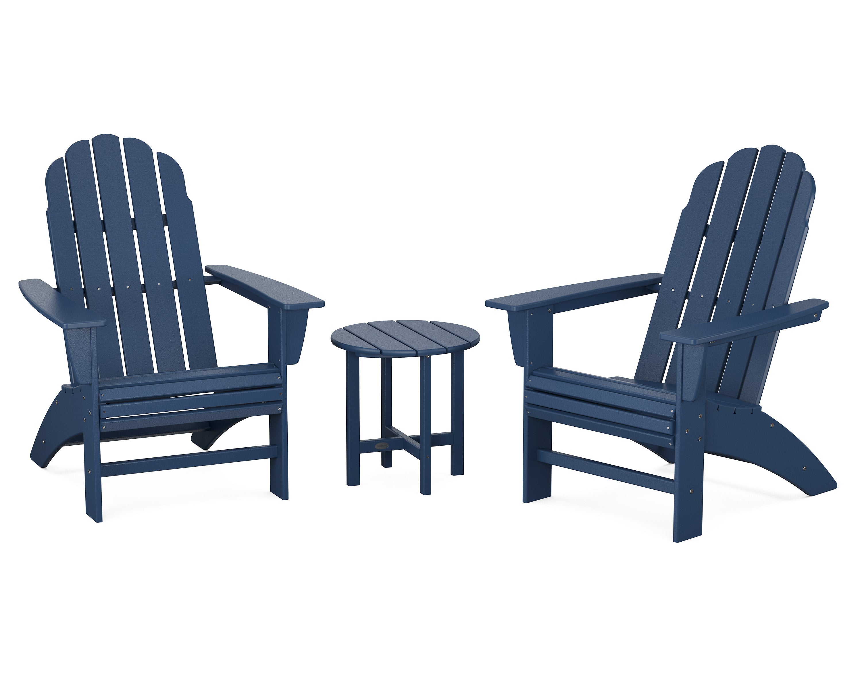 Vineyard 3-Piece Curveback Adirondack Set in Navy
