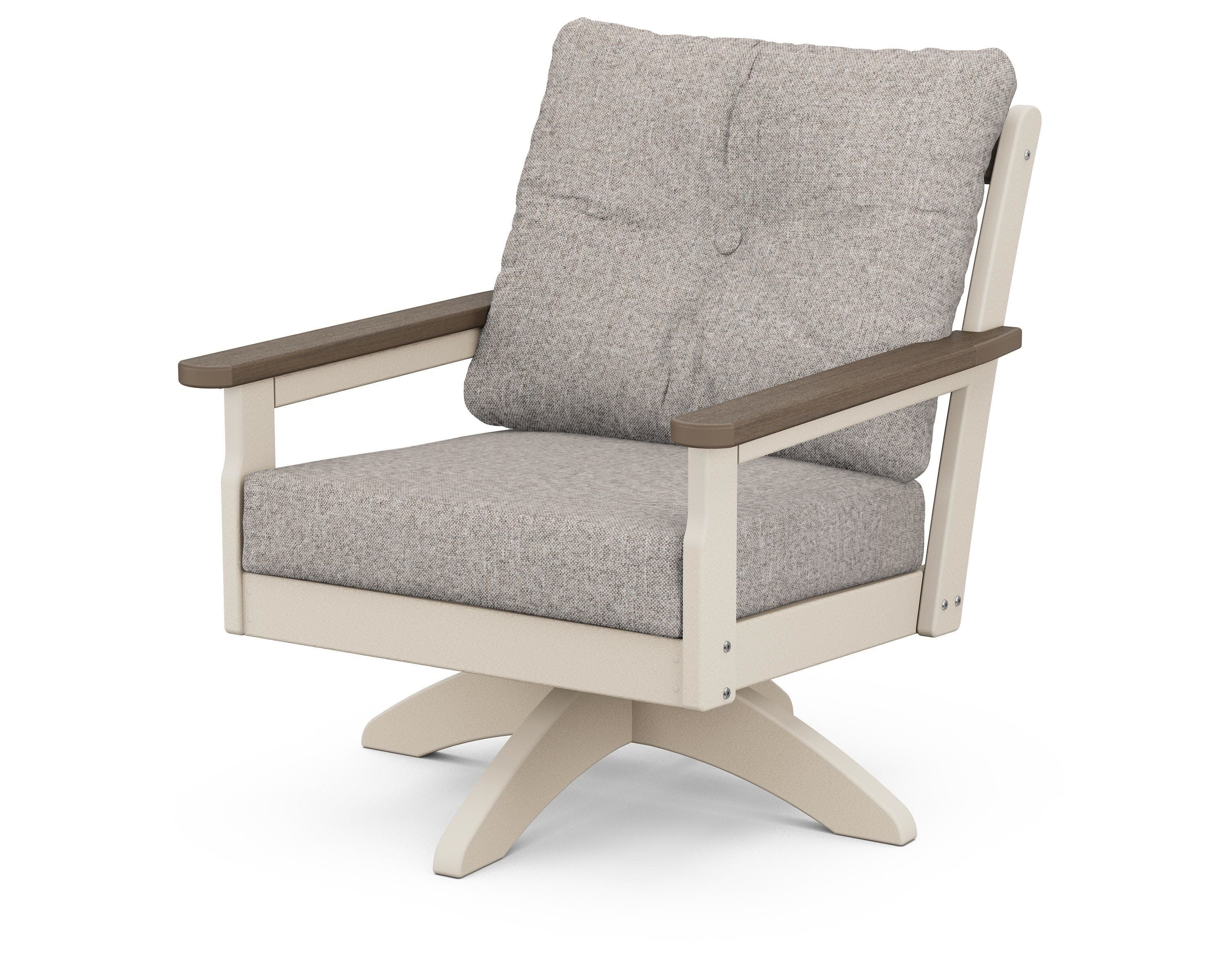 Vineyard Deep Seating Swivel Chair in Sand / Kona / Weathered Tweed