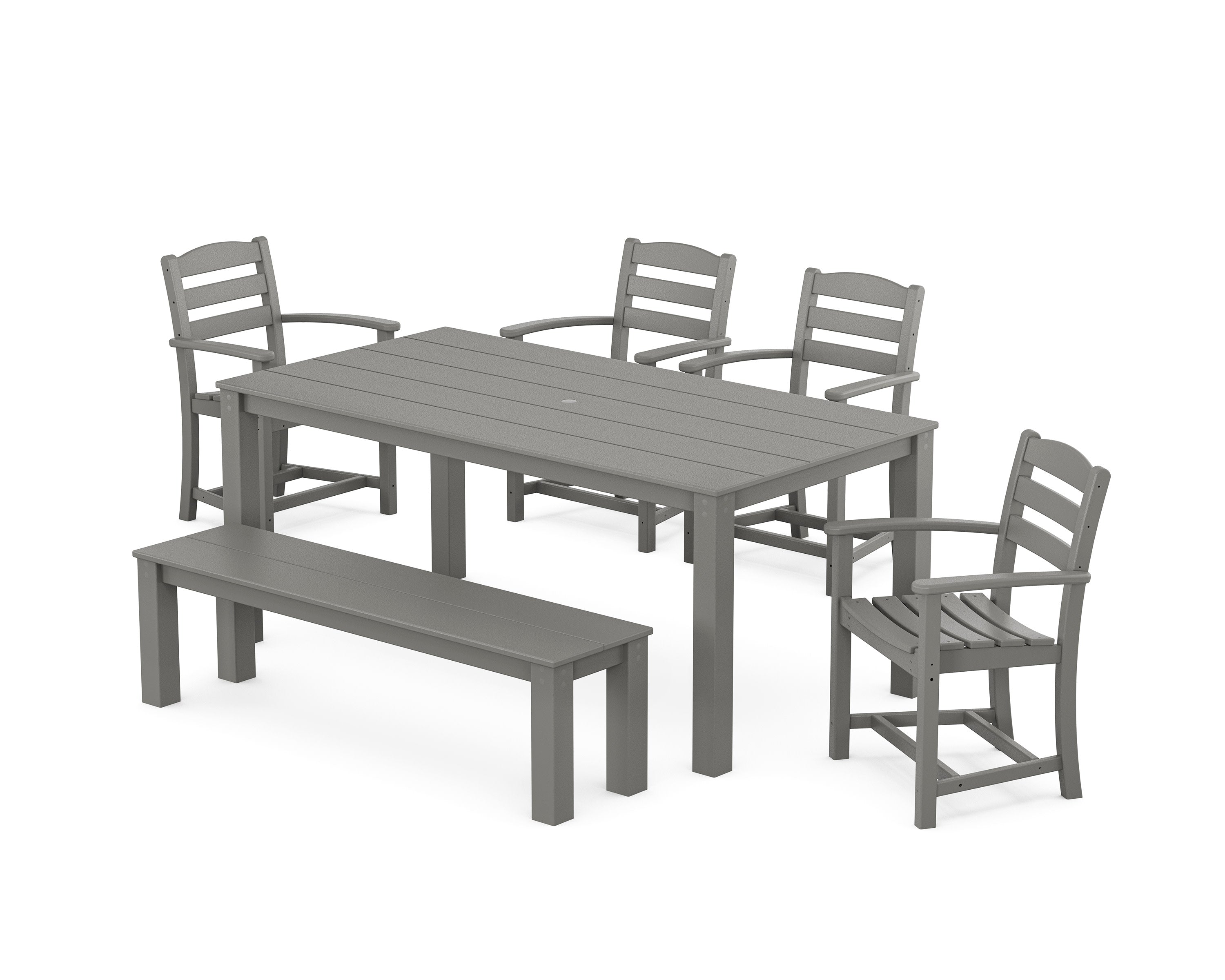 La Casa Cafe' 6-Piece Parsons Dining Set with Bench in Slate Grey