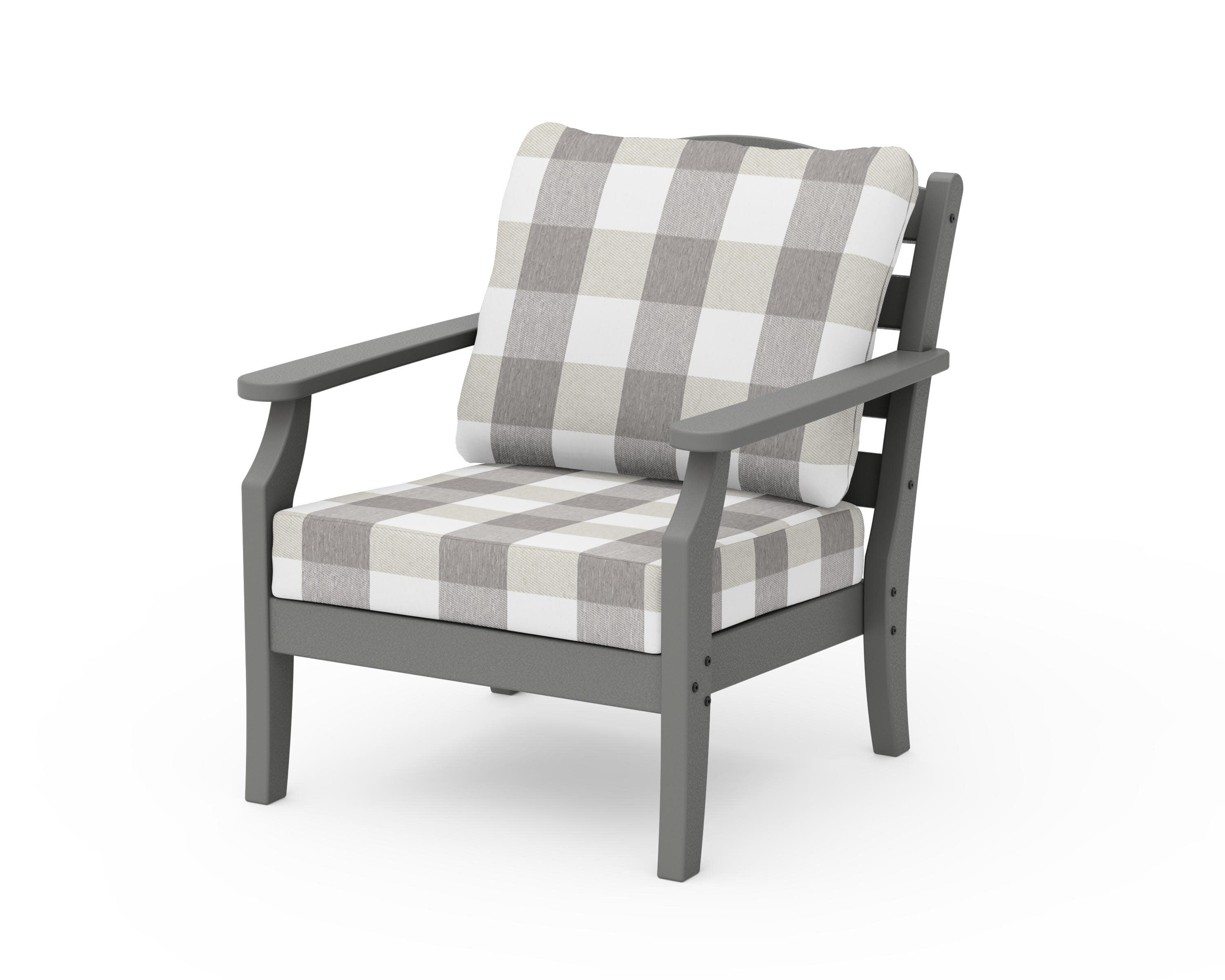 Savannah Deep Seating Chair in Slate Grey / Buffalo Plaid Grey Mist