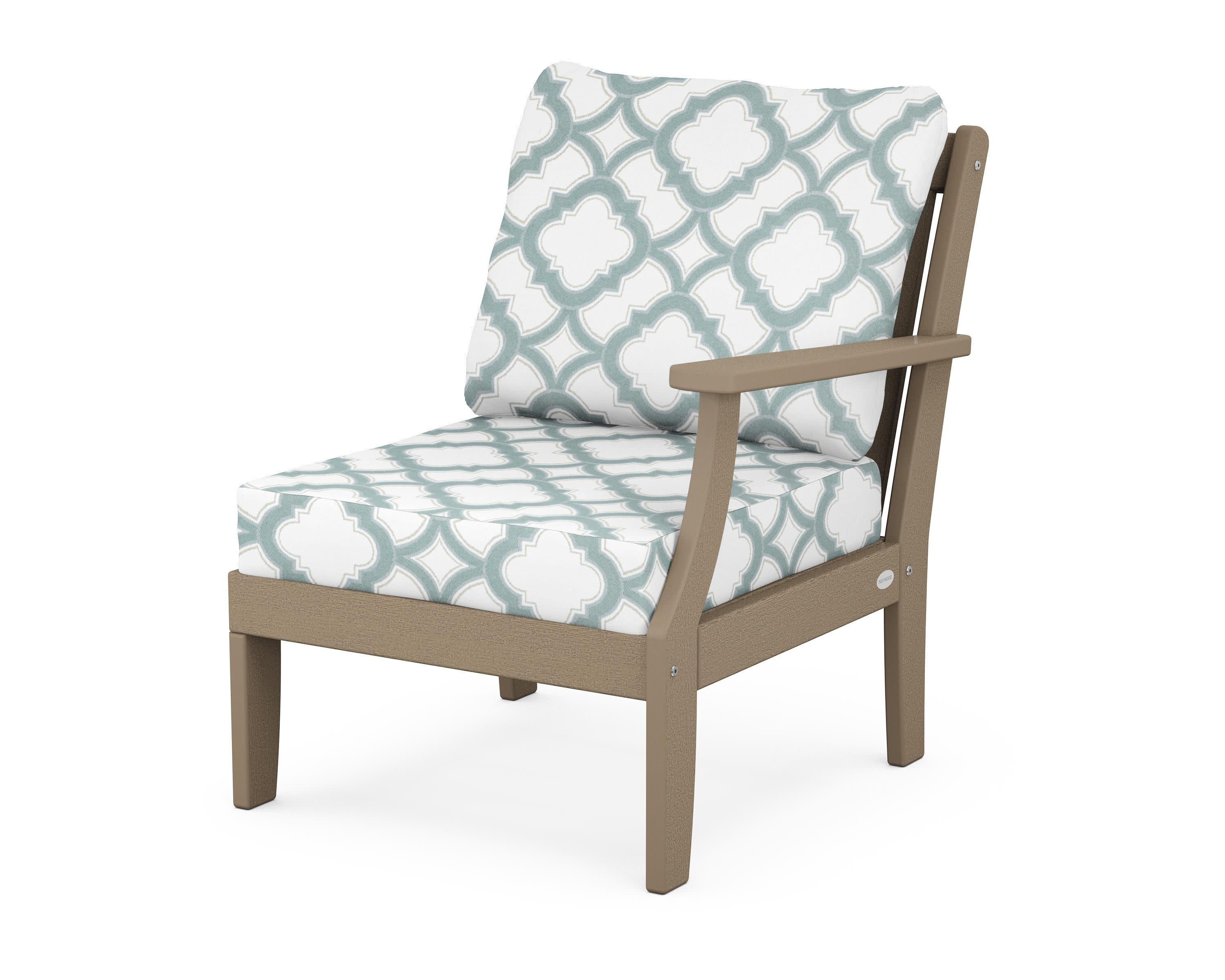 Braxton Modular Right Arm Chair in Vintage Sahara / Trellis Glacier Spa